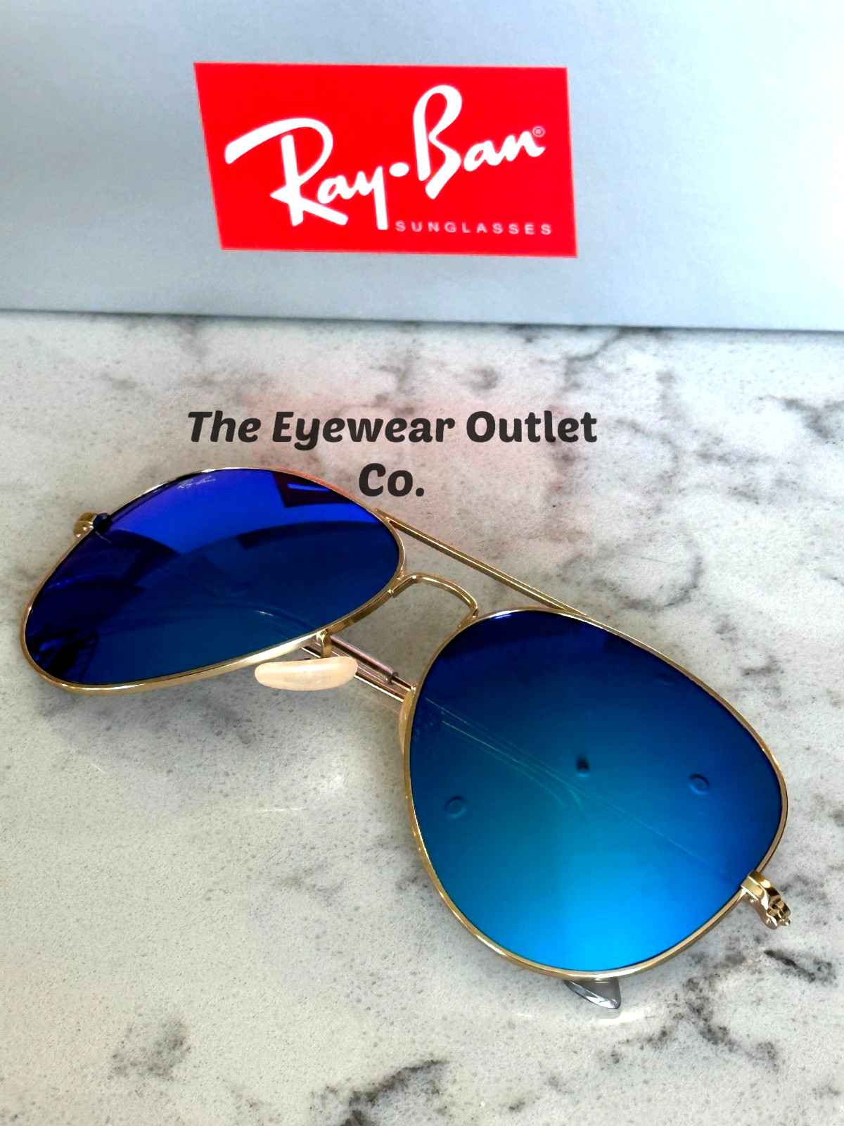 Store Display Rayban Aviator Blue Mirror RB3025 Standard 58 /Large 62 Men Women