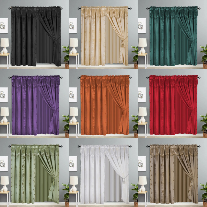 2 panel window curtain set (120" W X 84" L ) with valance and sheer backing NADA