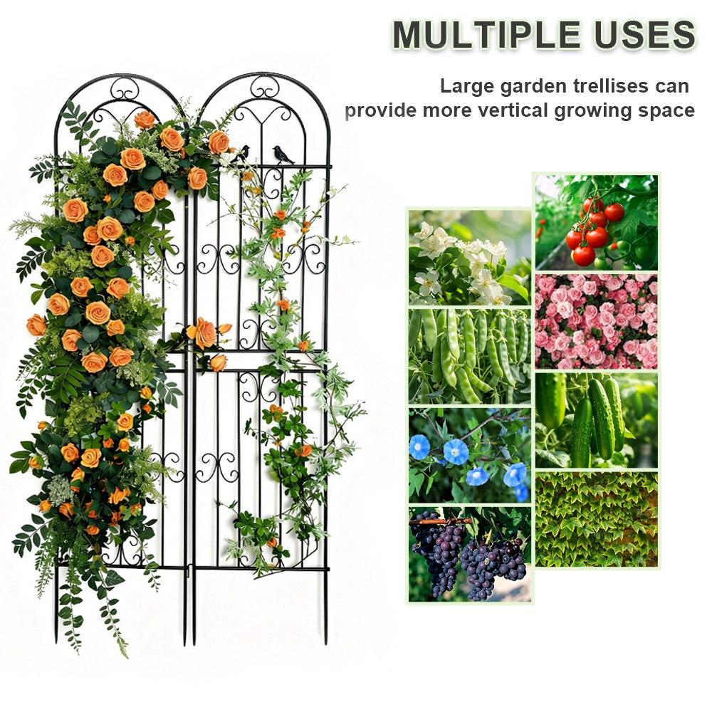 2PCS Rustproof Metal Garden Trellis 86.61" Tall for Rose/Outdoor Climbing Plants