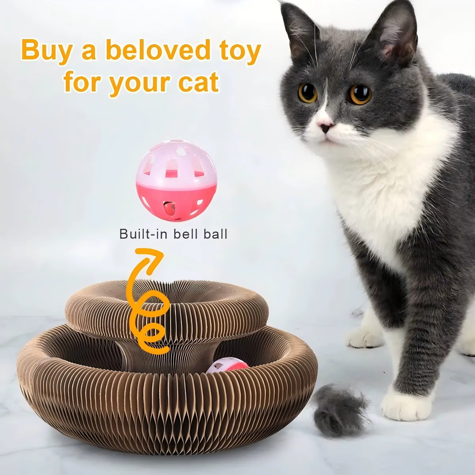 Accordion Magic Organ Cat Scratching Board Toy Kitty Kurlz Ball Scratch Pad