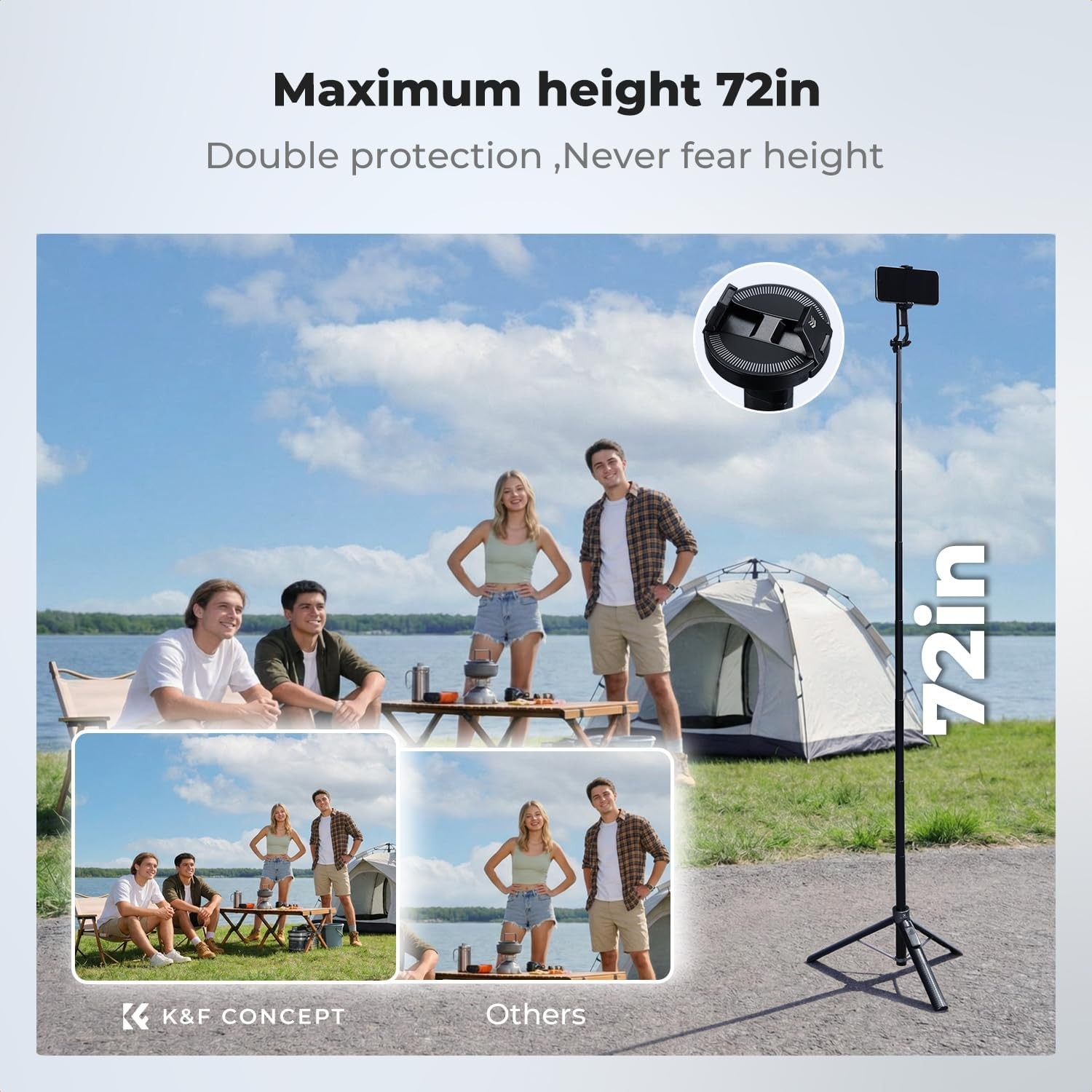 K&F CONCEPT Universal Phone Tripod Selfie Stick Tripod Stand for Phone, GoPro