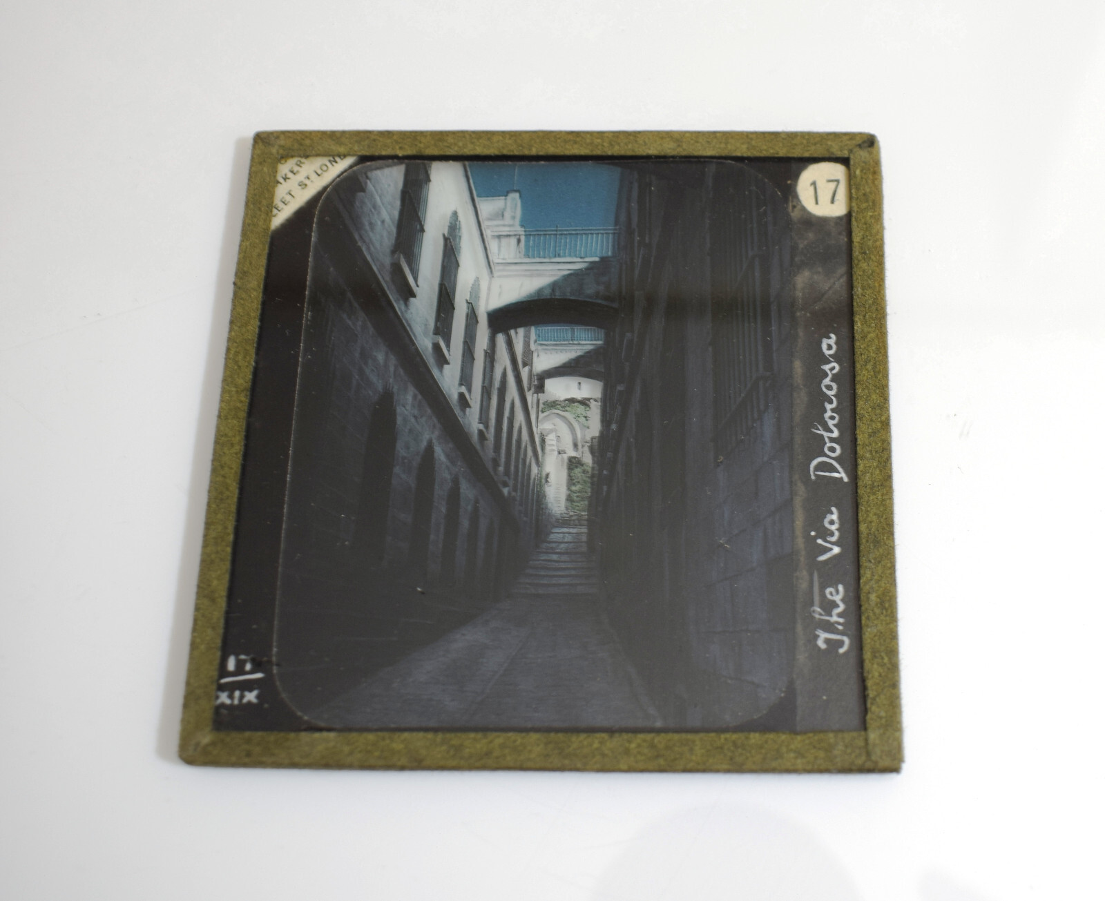 Photo JERUSALEM VIA DOLOROSA AT NIGHT ISRAEL C1890 Magic Lantern Slide