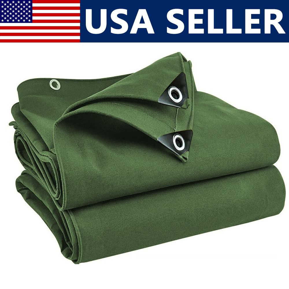 Canvas Tarps Extreme Heavy Duty Tarp 16oz Waterproof Tarpaulin Cover w/Grommets
