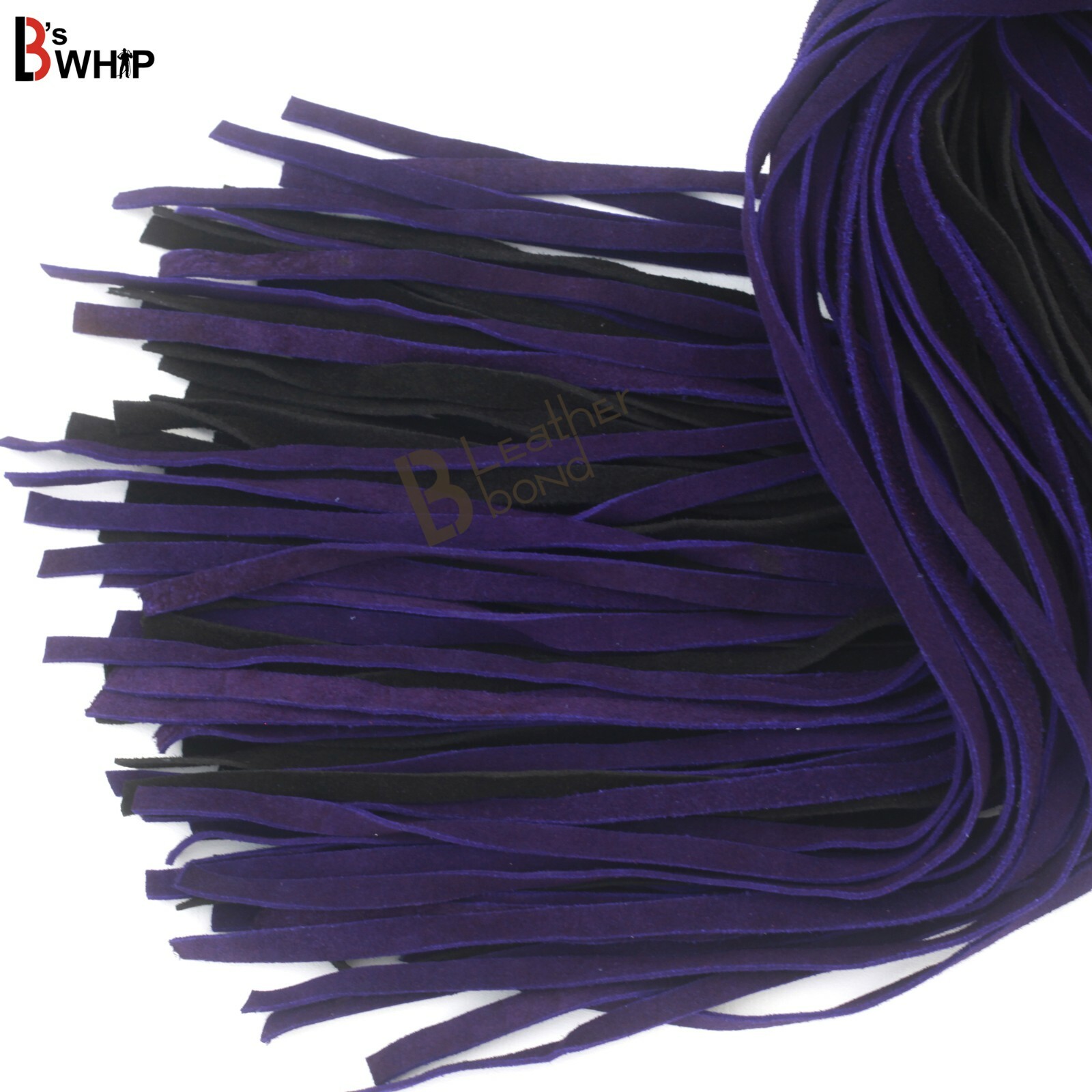 Real Cowhide Suede Leather Flogger 100 Falls Purple Black Heavy Thuddy whip