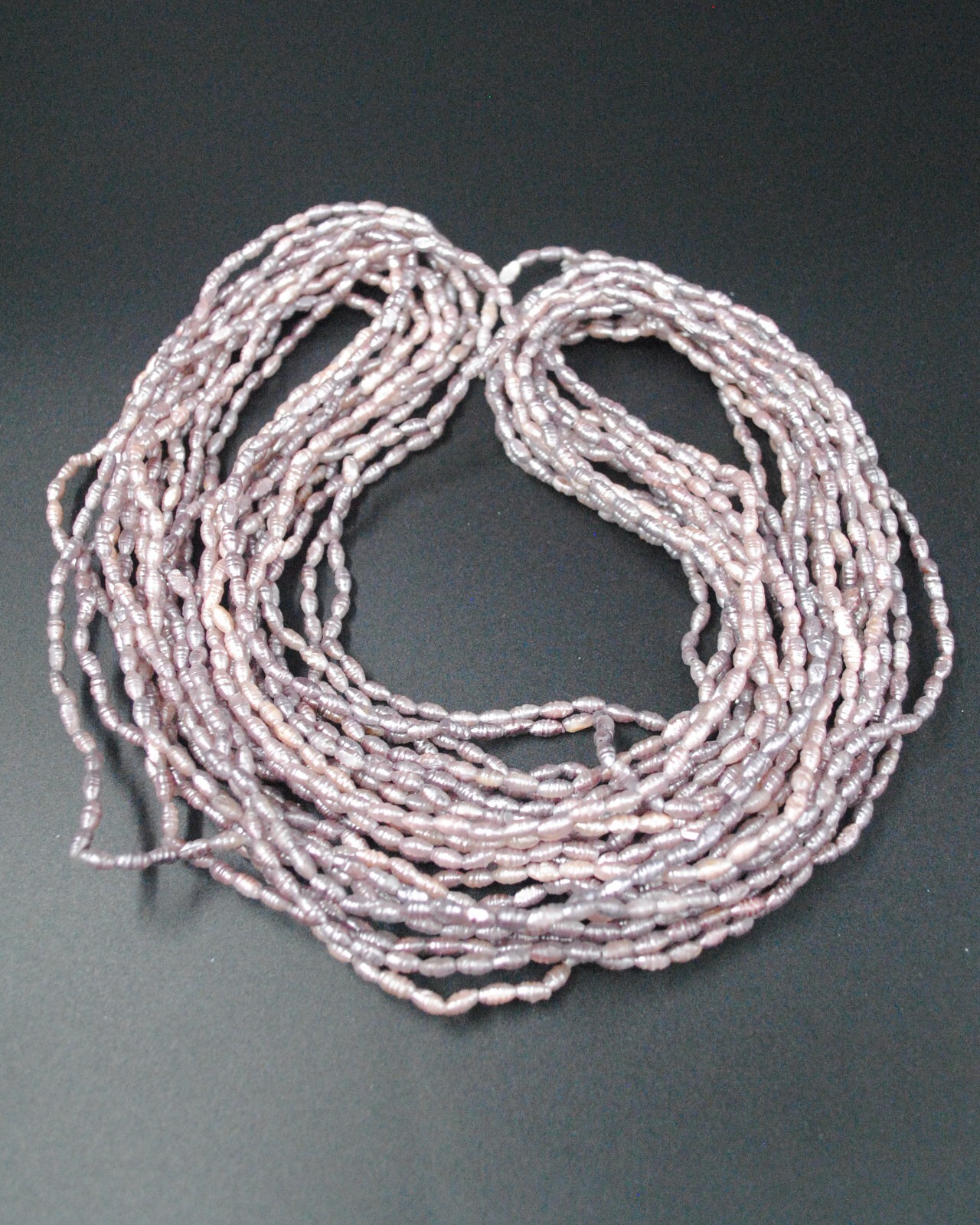 Twist A Bead1980's Original Necklace 32-35 inch strands-LAVENDER GREY FAUX PEARL