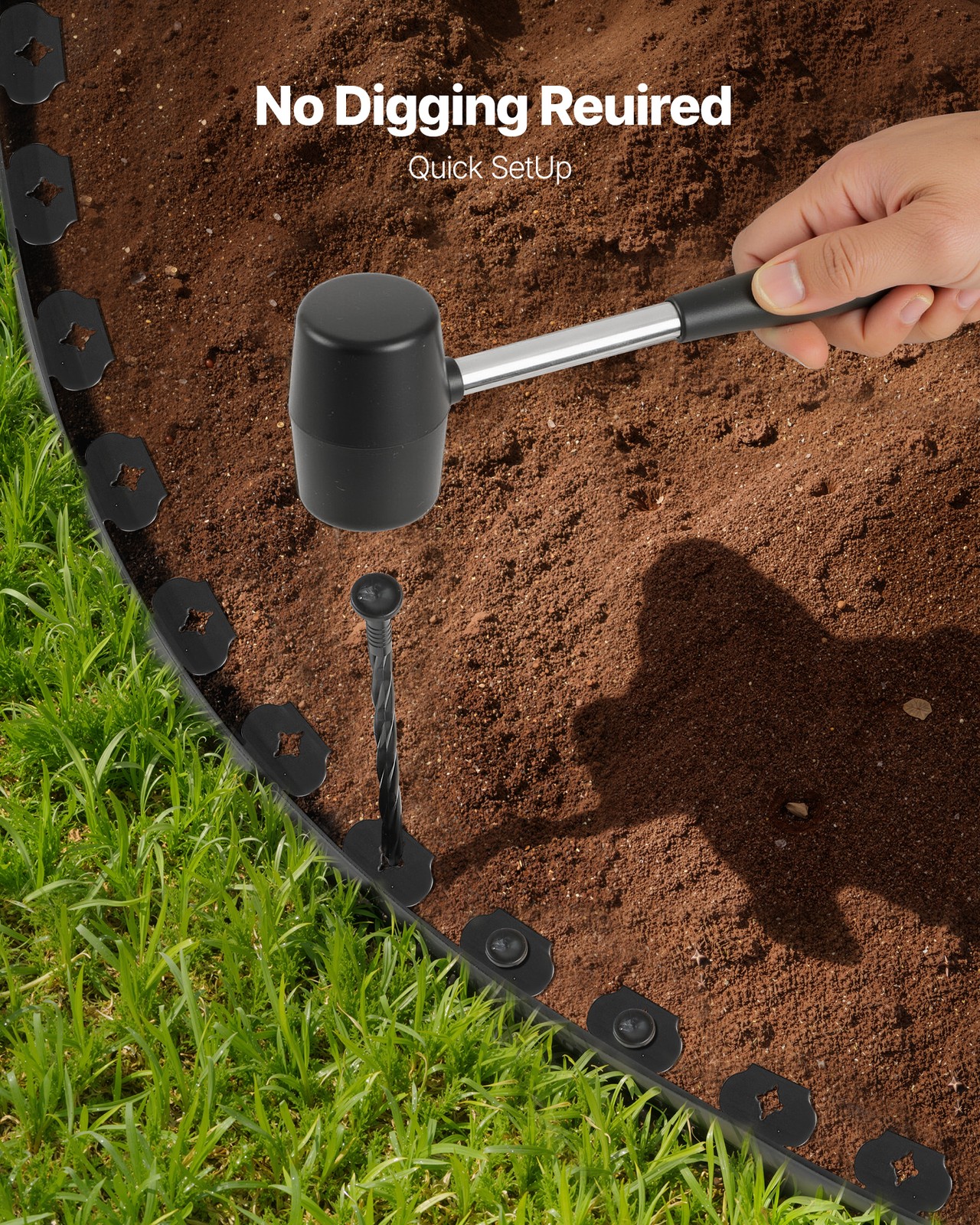 VEVOR Landscape Edging 100 ft x 1.5 in L-Shaped Plastic Garden Border No Dig