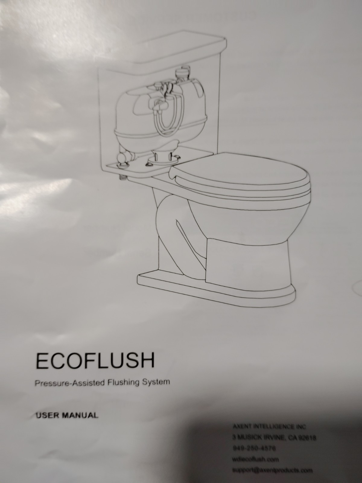 EcoFlush B8106 1.6 GPF 6 LPF Pressure Assisted Flush System Single Control - NEW