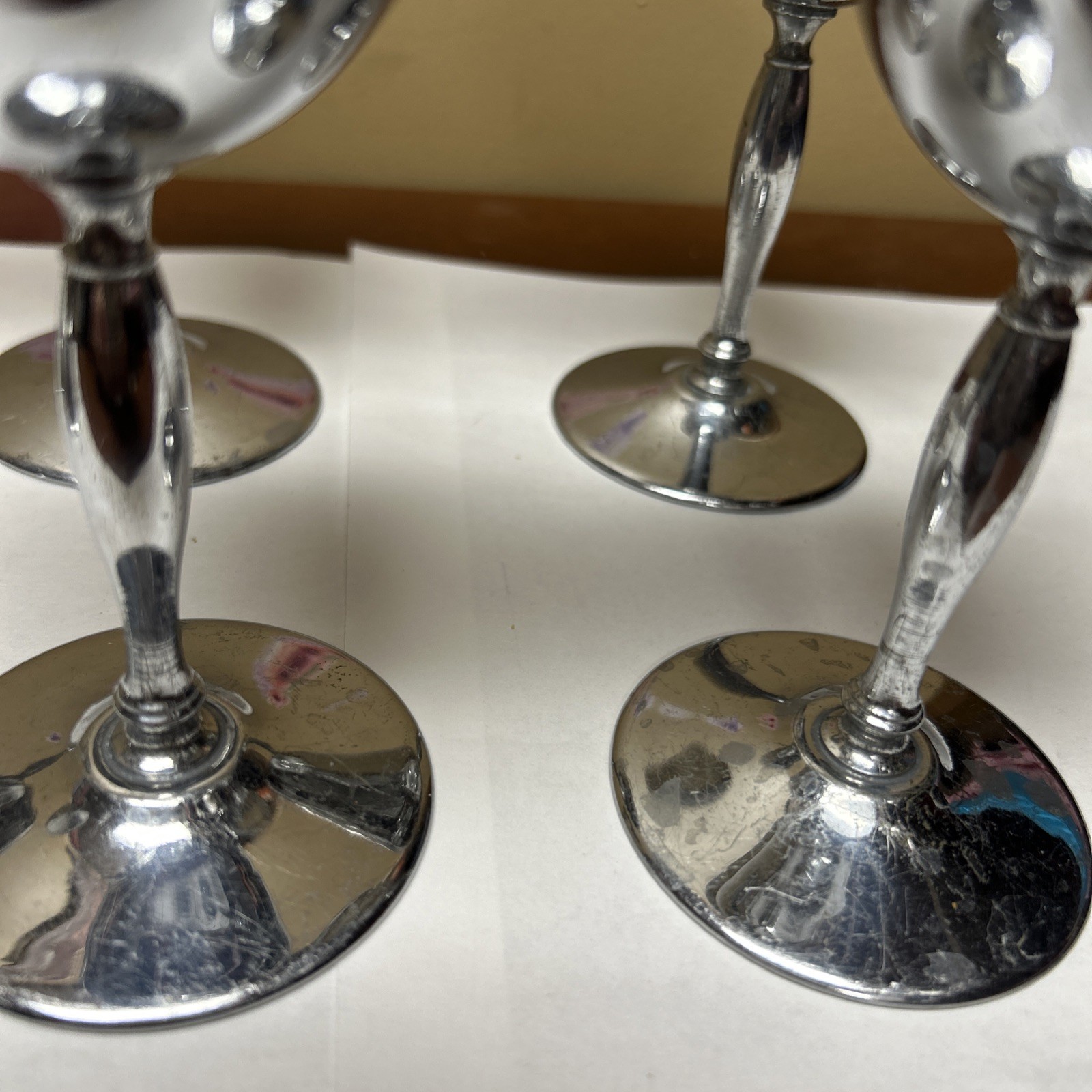 6 Stainless/Chrome-Wine/Champagne Goblets-READ