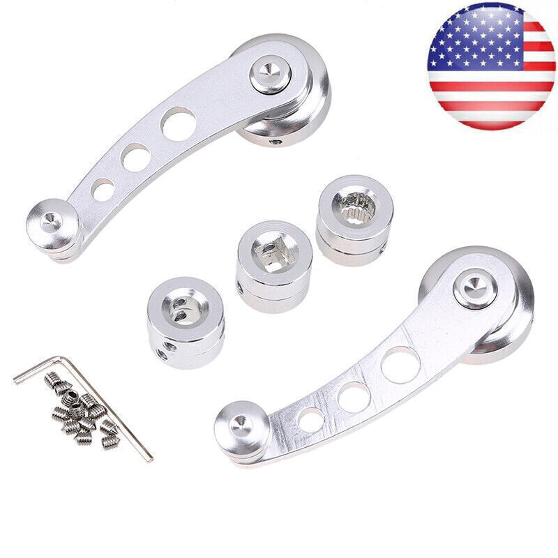 2x Billet Aluminum Window Crank Handle Chrome For Hot Rod Chevy Ford Chrysler US