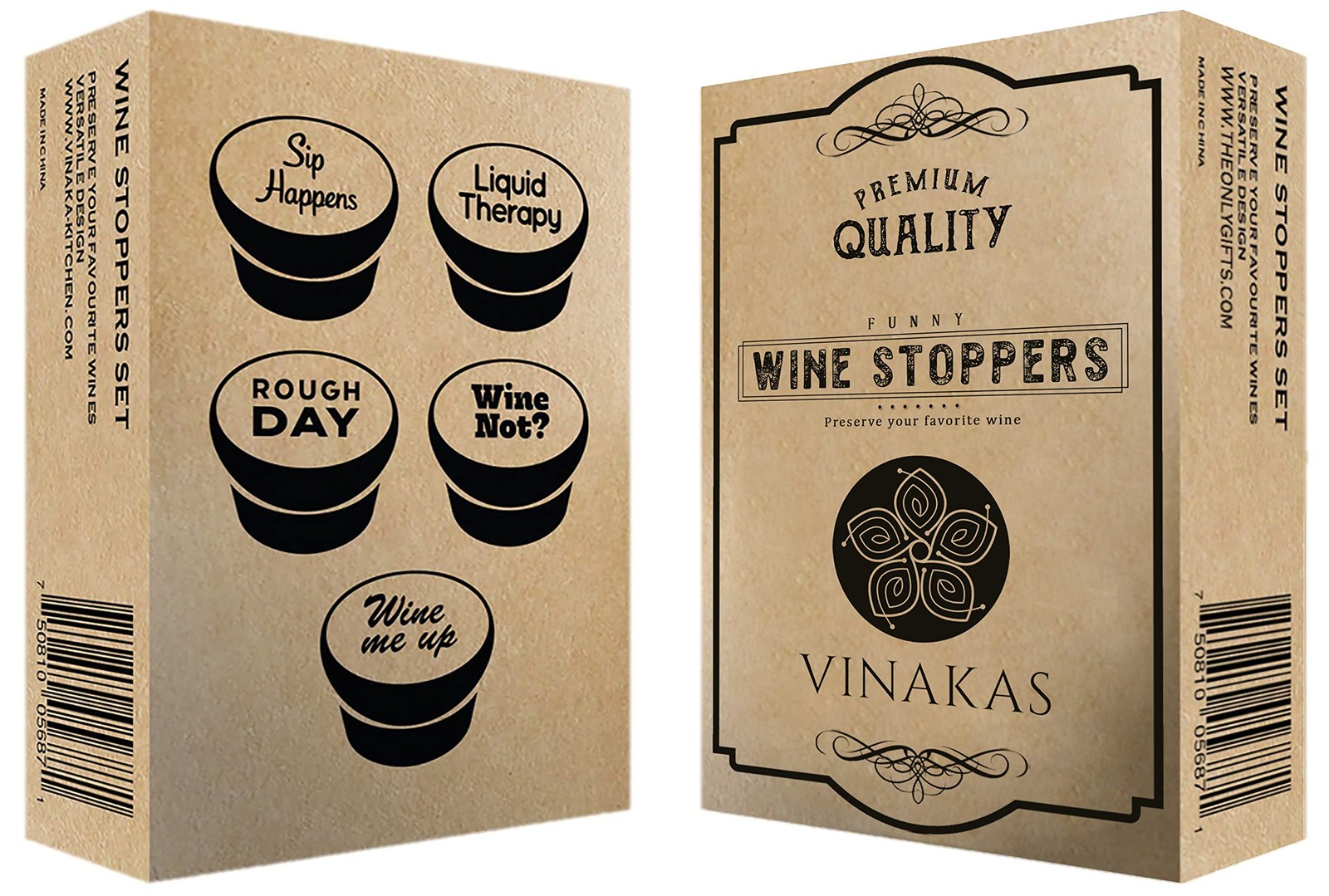 Funny Silicone Wine Stopper Set – Standard, Stoppers - 5pcs set