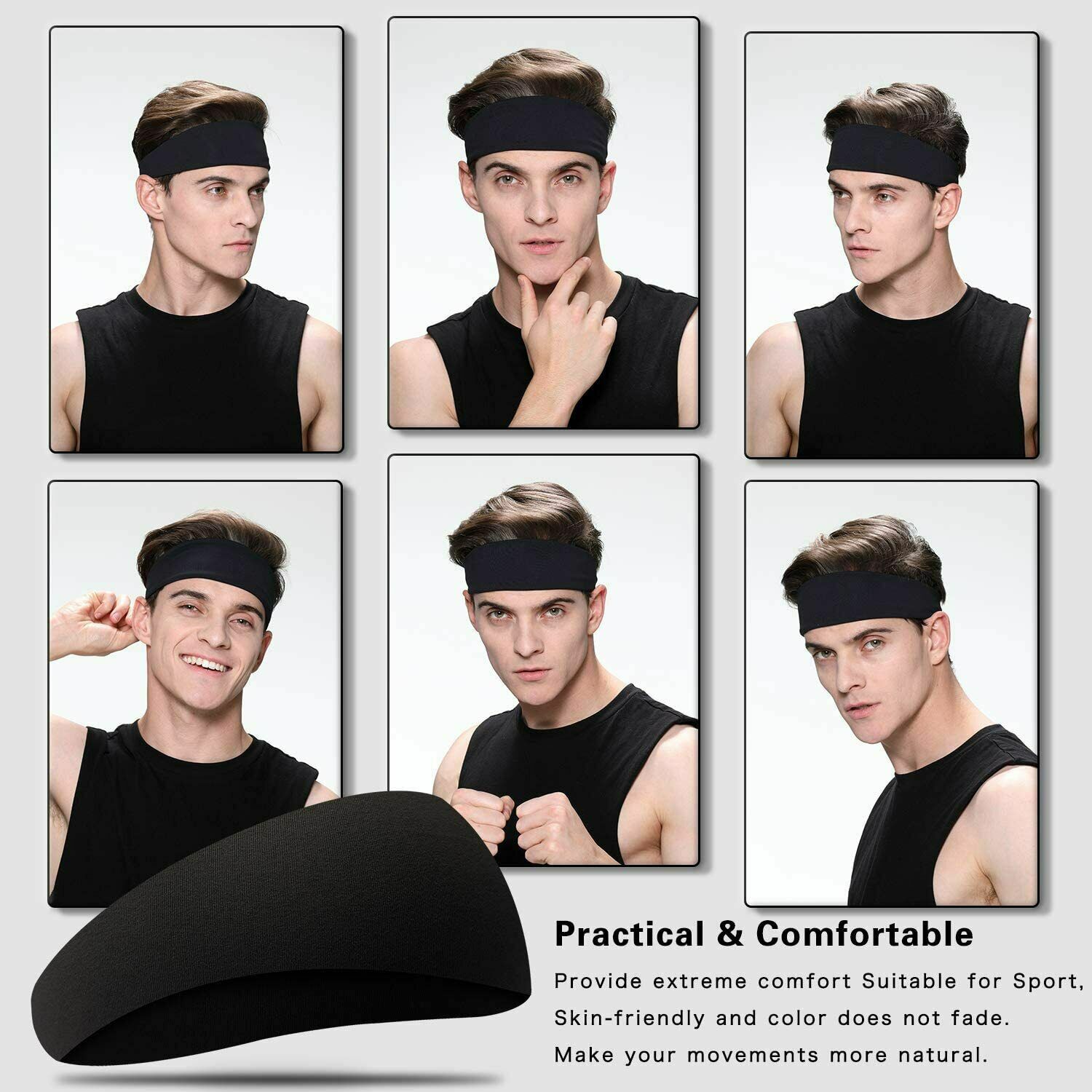 Mens Headband - Sports Running Sweat Head Bands - Athletic Sweatbands Hair Band