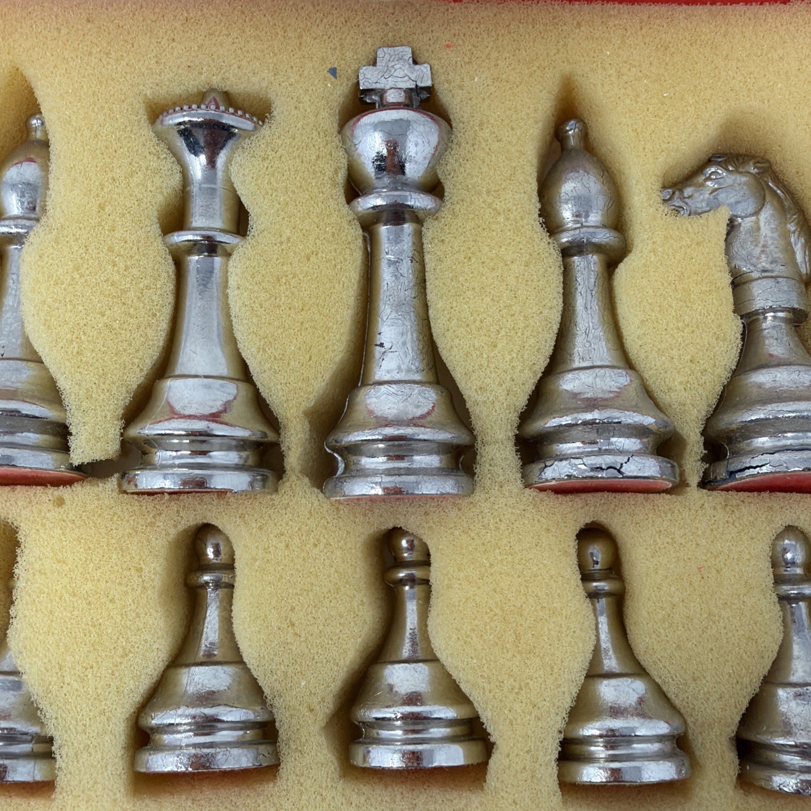 Italian 3" Brass and Cast Metal Complete Set of 32 Chess Pieces