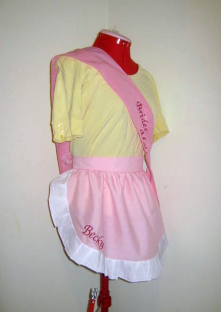 1/2 APRON & SASH SET Available most colours M2O All occasion Message names etc