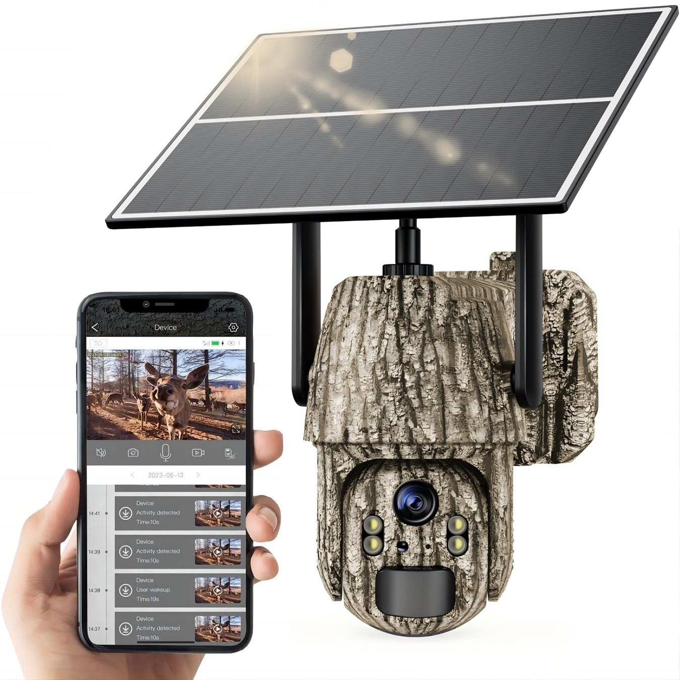 GMOX 4G LTE Cellular Solar Security Camera 360° Live View 2.5K Outdoor Wireless