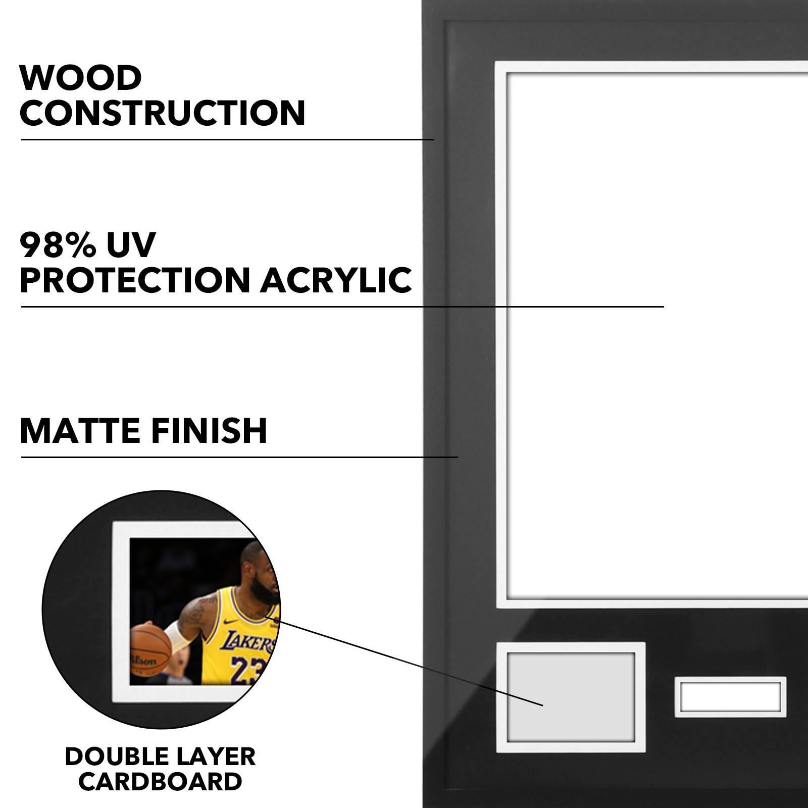 Jersey Display Case with UV Plexiglass, Mat & Pinboard for Sports Shirt (1 Pack)