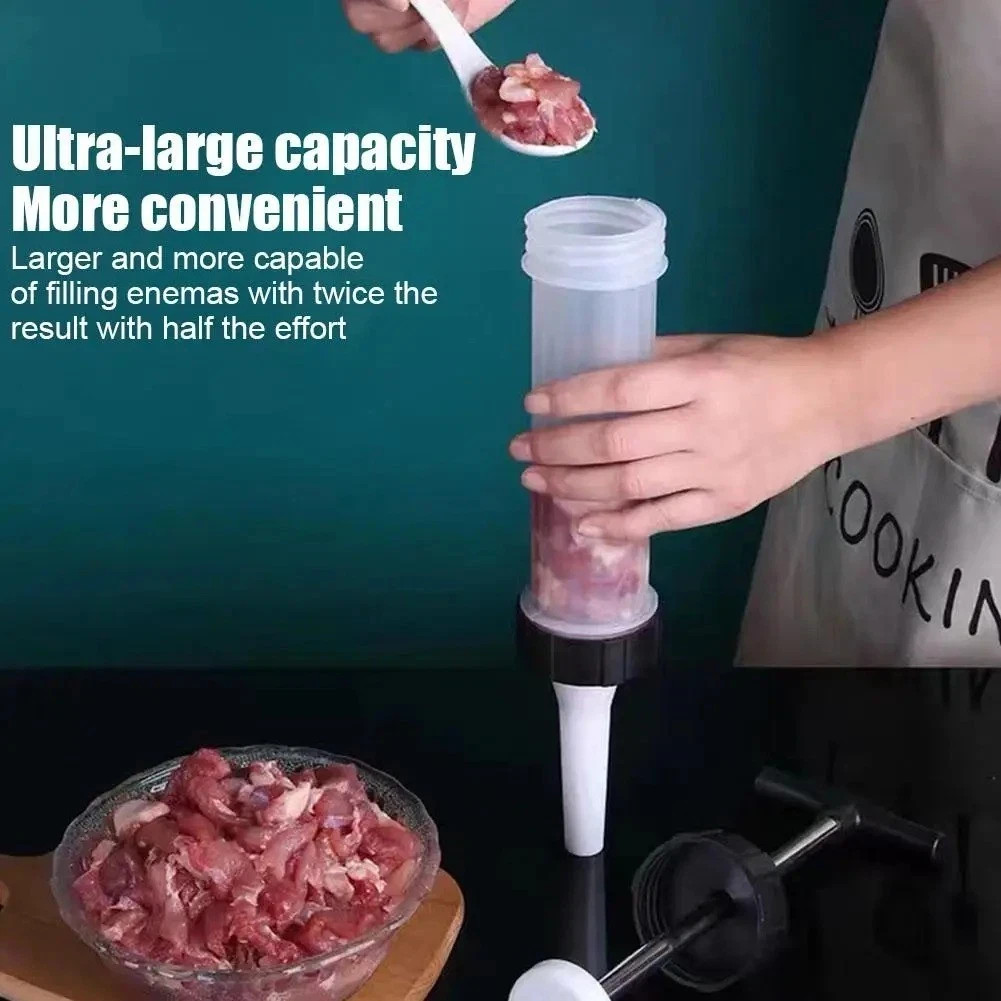 Manual Sausage Stuffer – Homemade Sausage Maker with 3 Funnels Meat Injector**