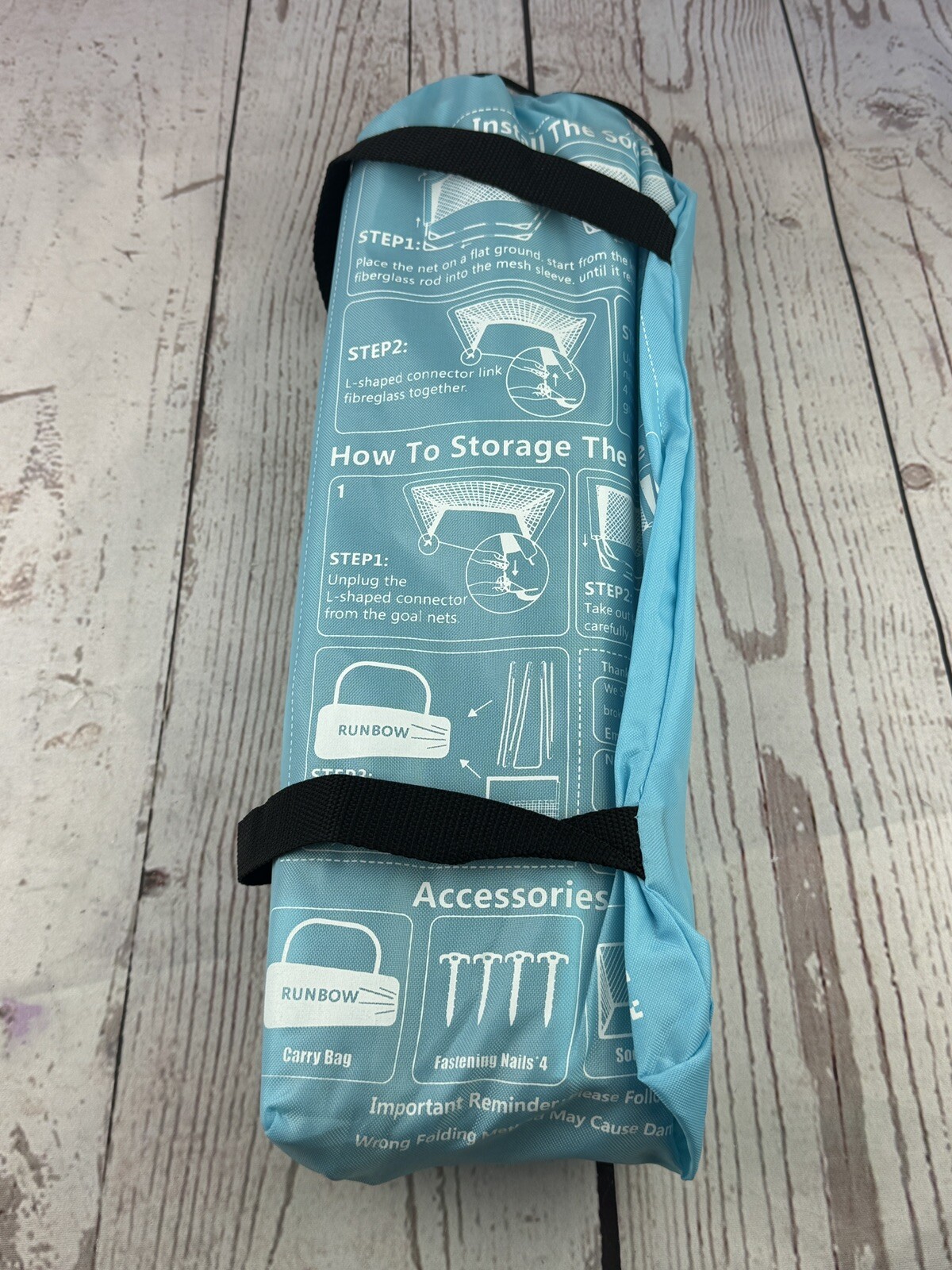 6x4 ft Portable Kids Soccer Goal Sky Blue for Backyard Practice with Carry Bag