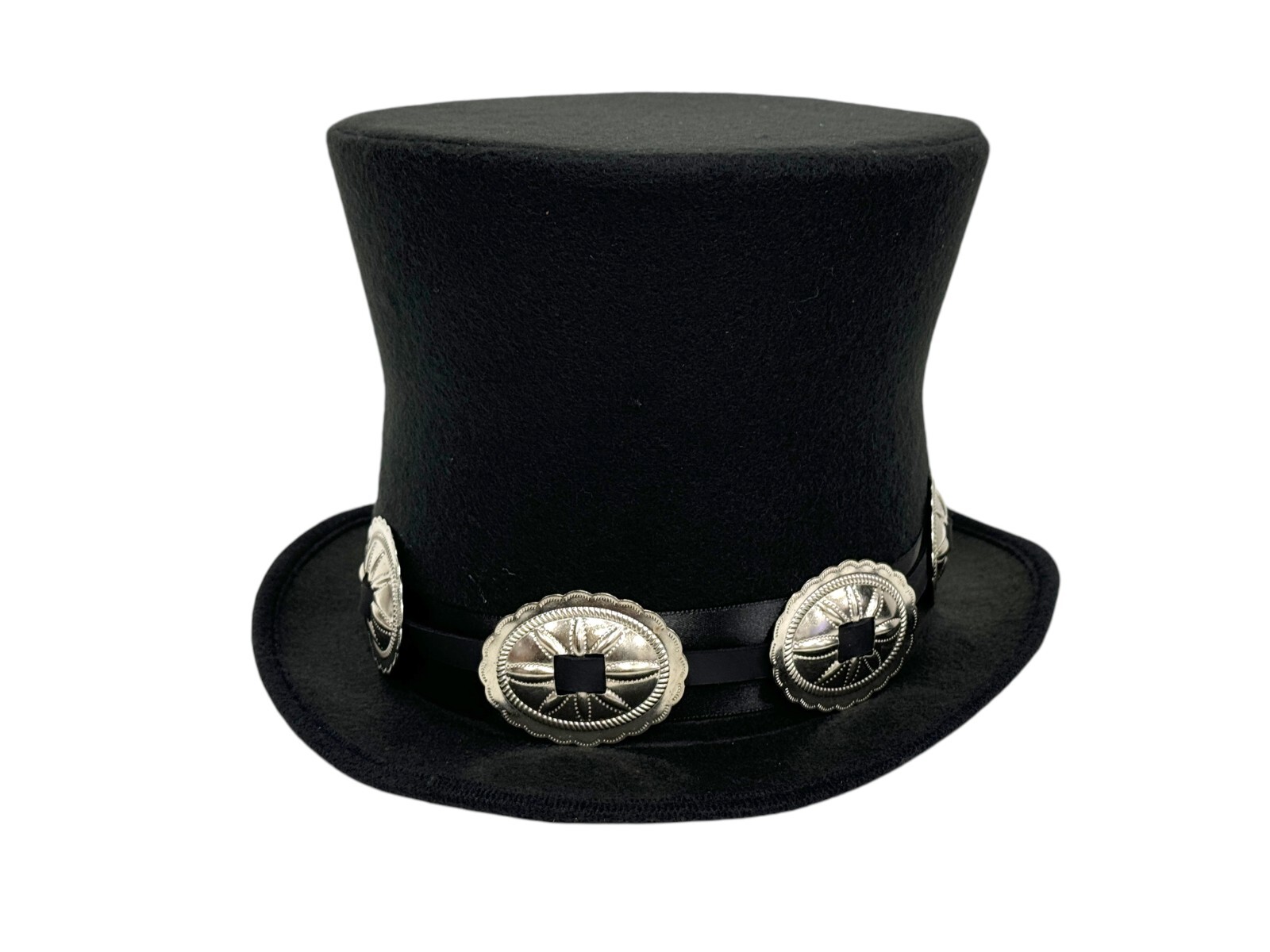 ROCK STAR PLAIN TOP HAT CONCHO LEATHER BAND VICTORIAN MAD HATTER USA MADE