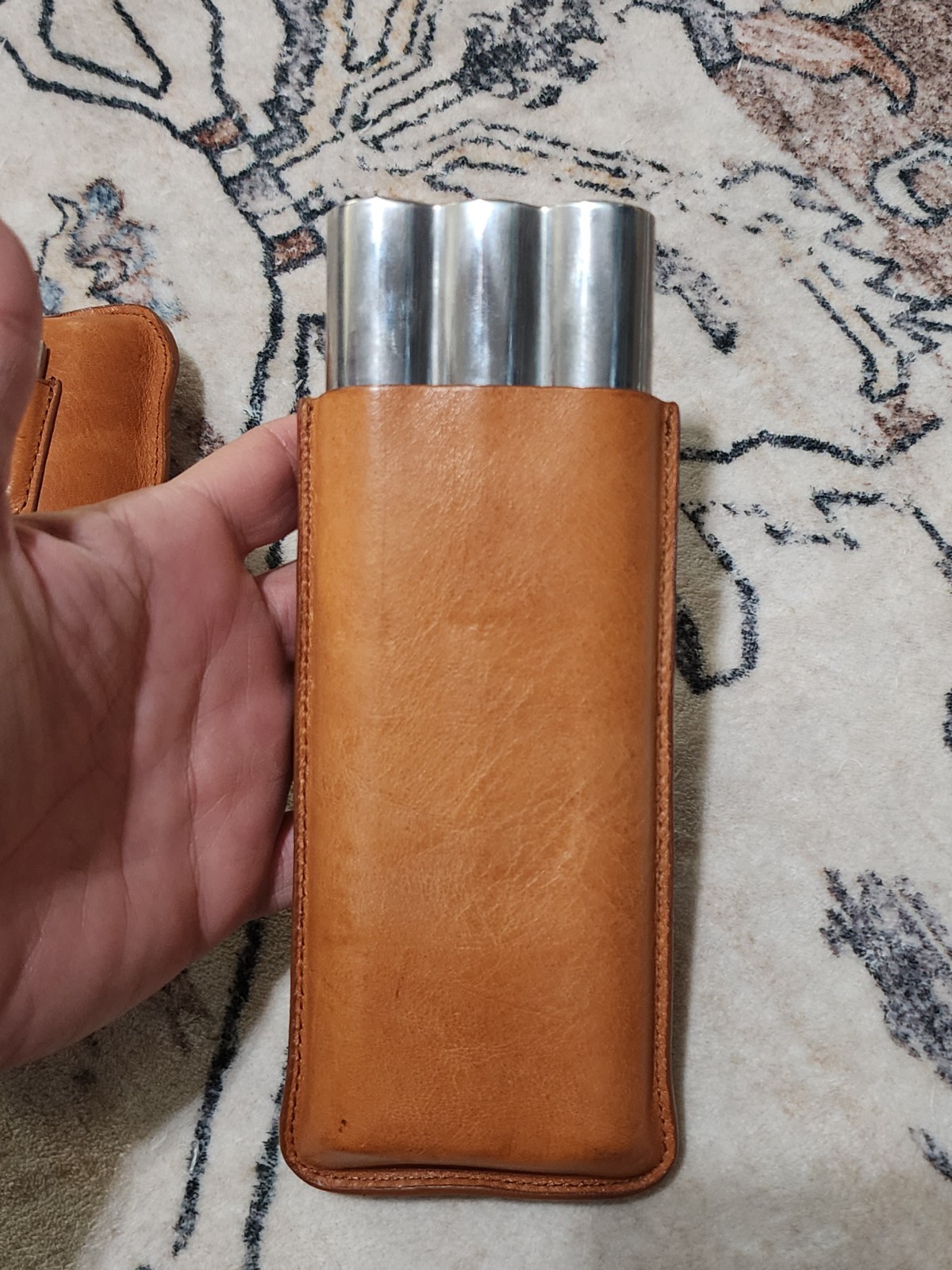 Vintage Tommy Bahama Leather Covered Travel Cigar Case with Flask