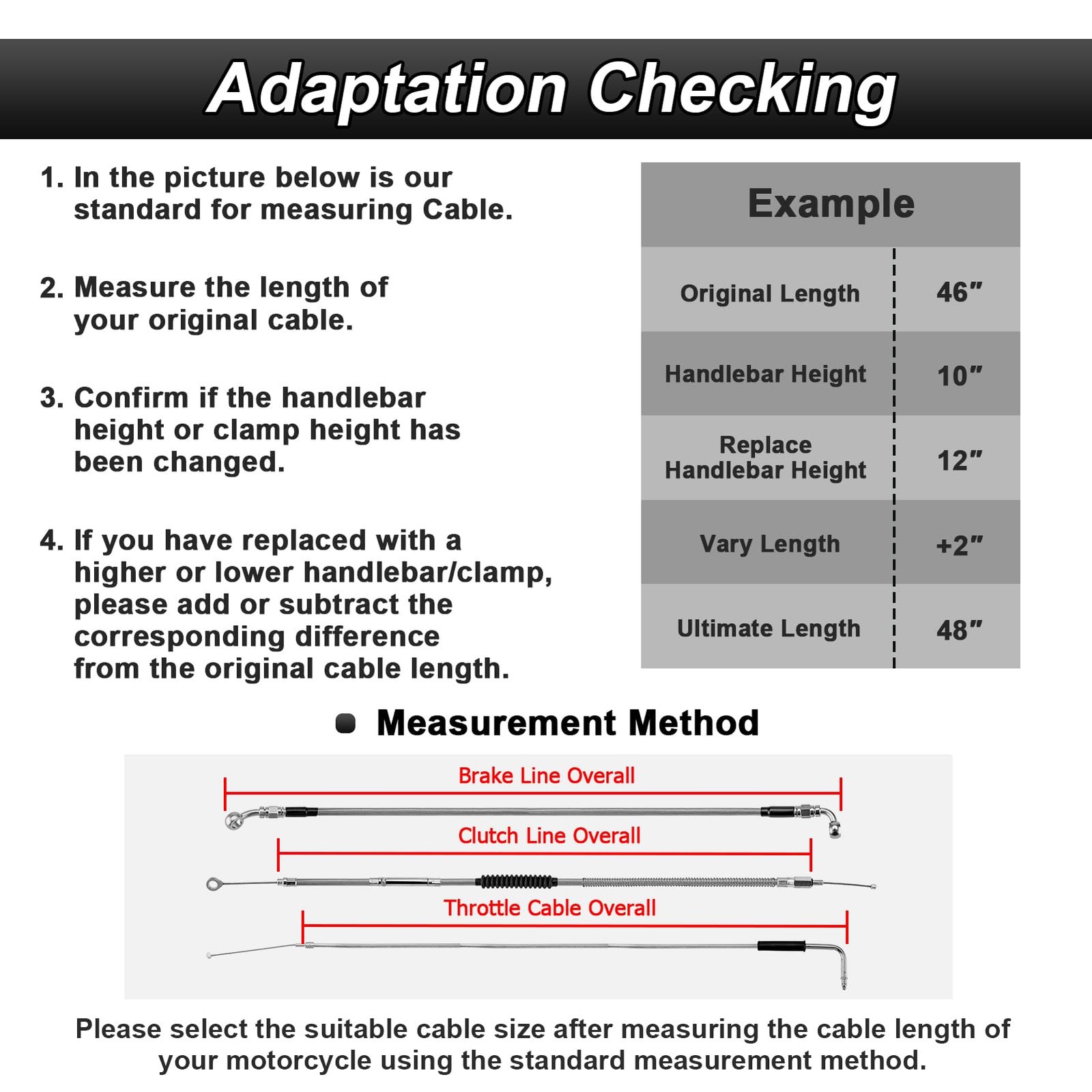 Extended Length Throttle and Idle Cable Kit Compatible with Harley 44 Chrome