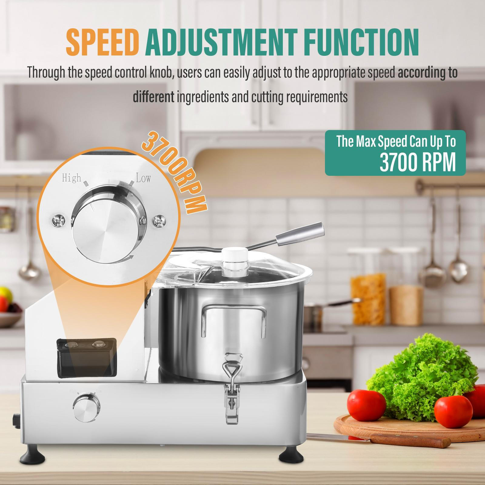 6L Commercial Food Processor Electric Vegetable Fruit Meat Cutter Food Chopper-