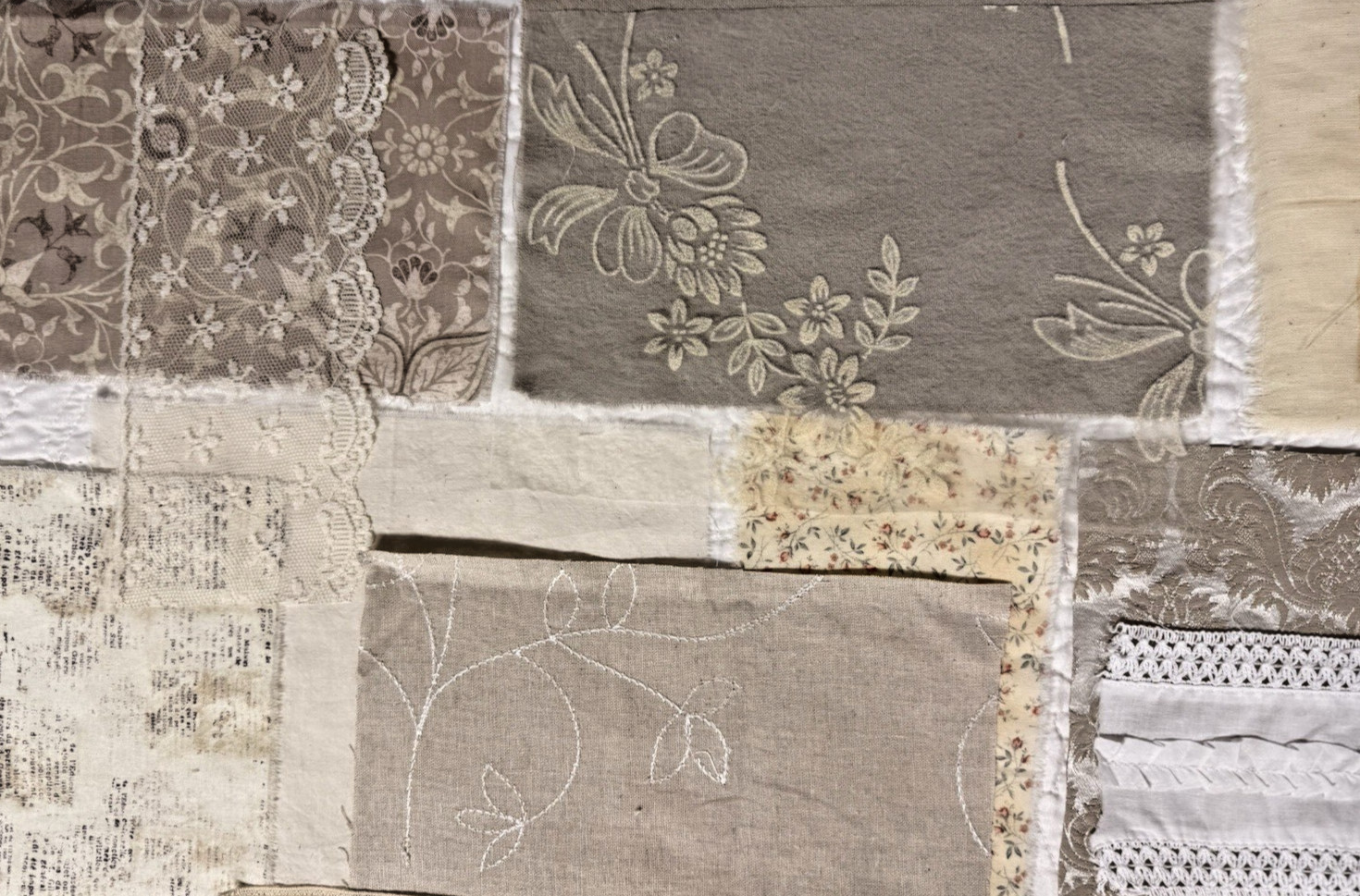 Slow Stitch Maker Neutrals Bundle – Vintage Fabric & Lace