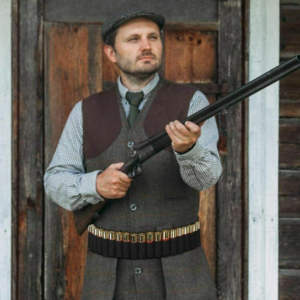 Shotgun Shell Holder 25 Shells 12/20GA Gauge Cartridge Ammo Bandolier Belt Black