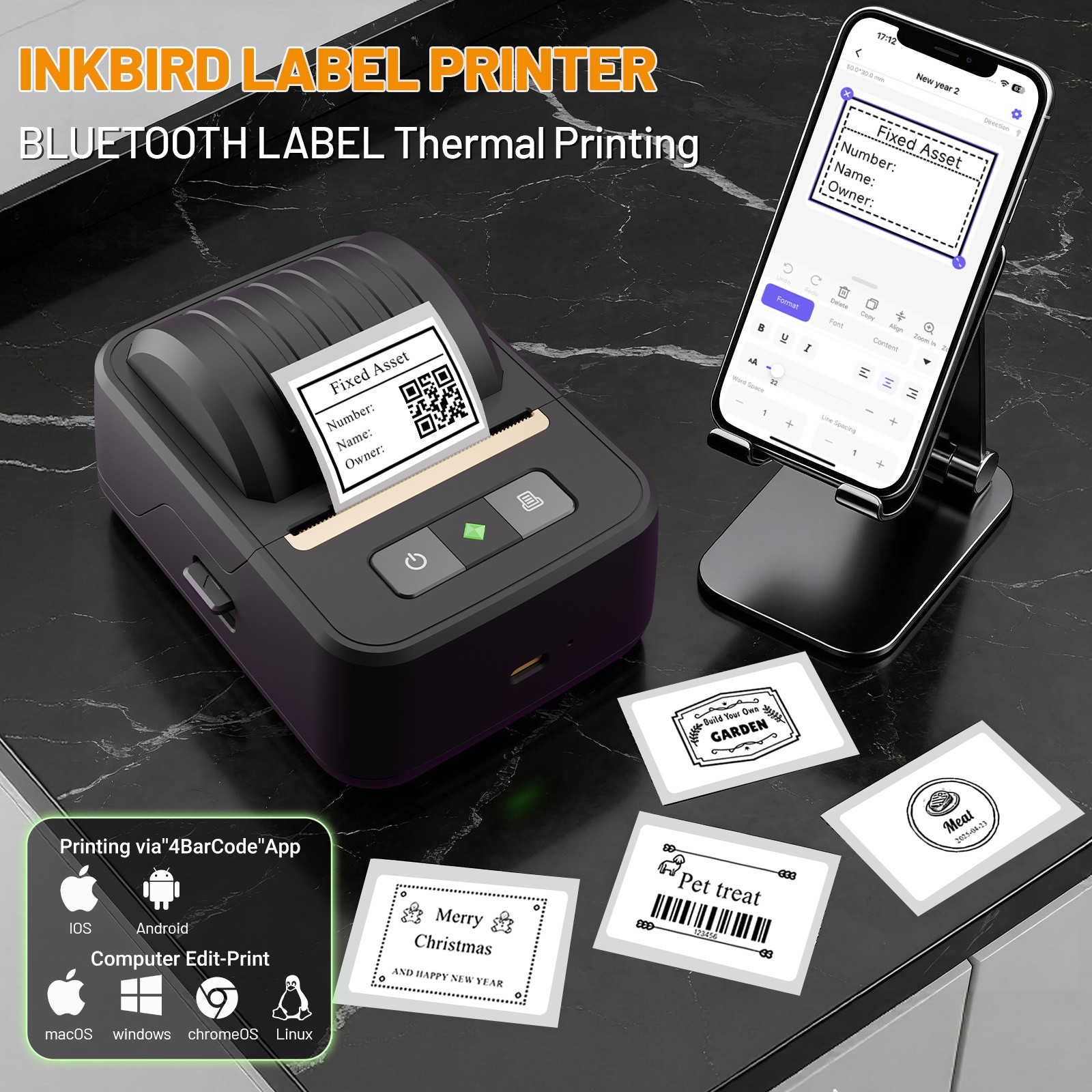 Wireless Label Maker Machine Thermal Label Printer Sticker Printer School Office