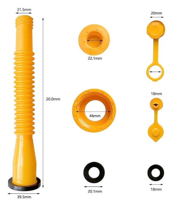 Replacement Gas Can Spout Nozzle Vent Kit for Plastic Gas Cans Old Style Cap