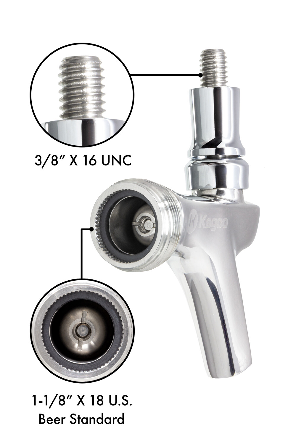 Kegco YH-FS2N Infinity Series Stainless Steel Standard Beer Faucet