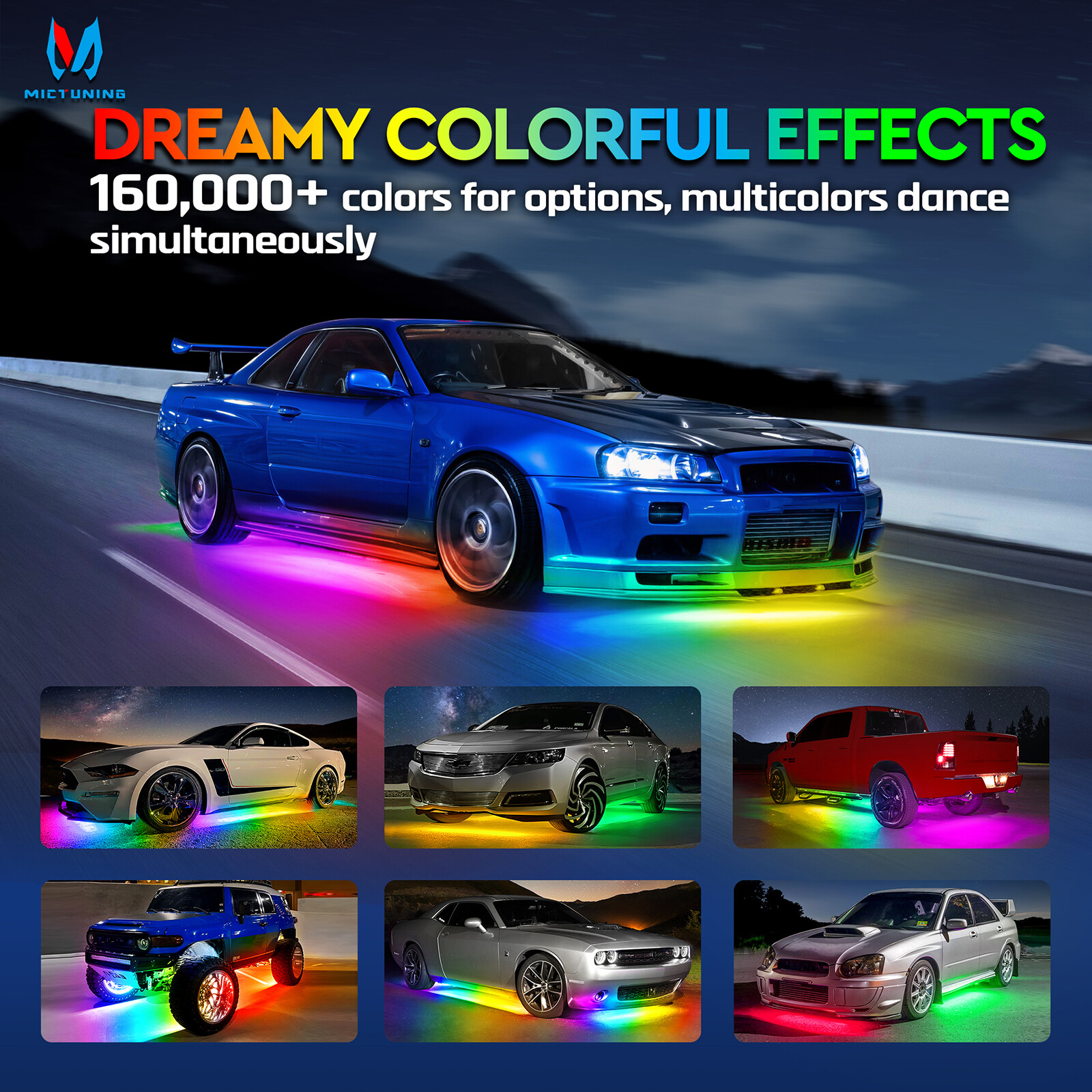 Wireless N3 Car Underglow Light Strips Dream Color Underglow Chasing Neon Lights