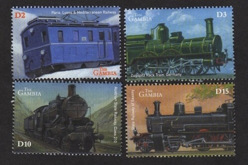 Gambia 2002 - Trains Railroad - Set of 4 Stamps - Scott #2680-83 - MNH