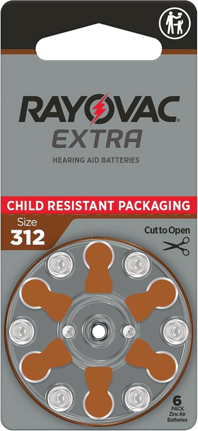 60 x Rayovac Extra 312 Size Hearing aid batteries Zinc air 10 Packs Used By 2028