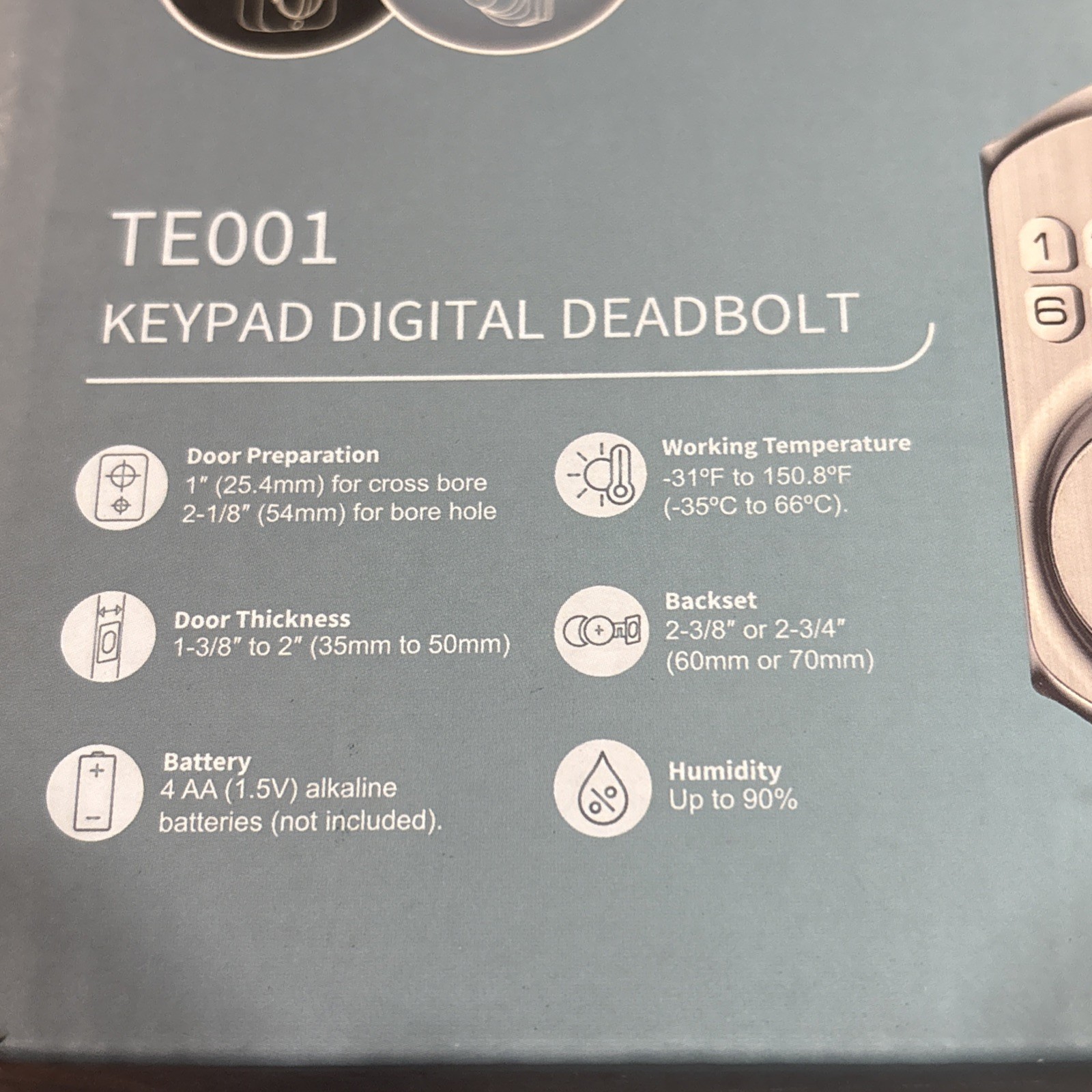 TEEHO TE001 Battery Operated Keypad Digital - Keyless Entry - Satin Nickel New
