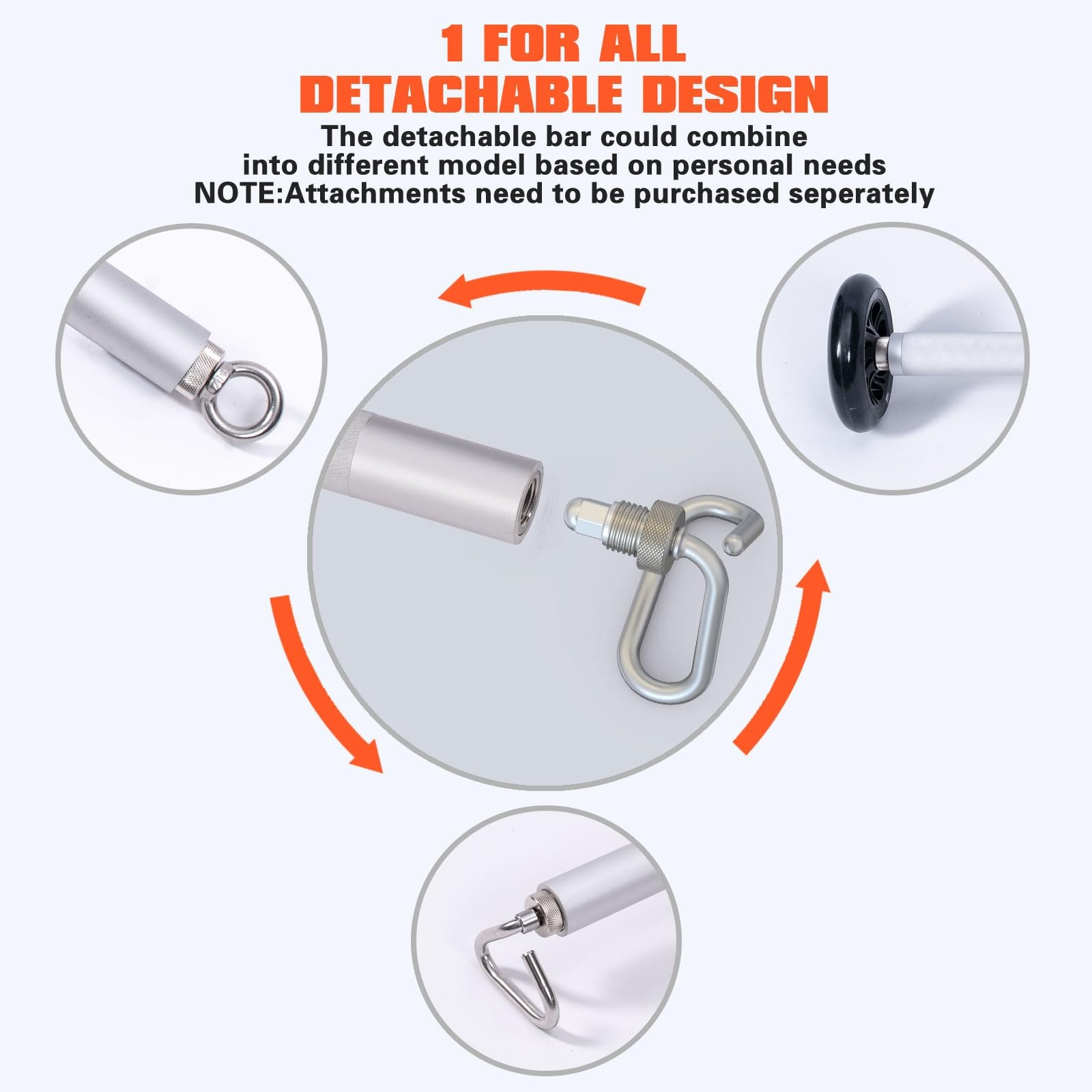 Aluminum Resistance Band Bar, 3-Section Detachable Heavy Duty Workout Bar for...