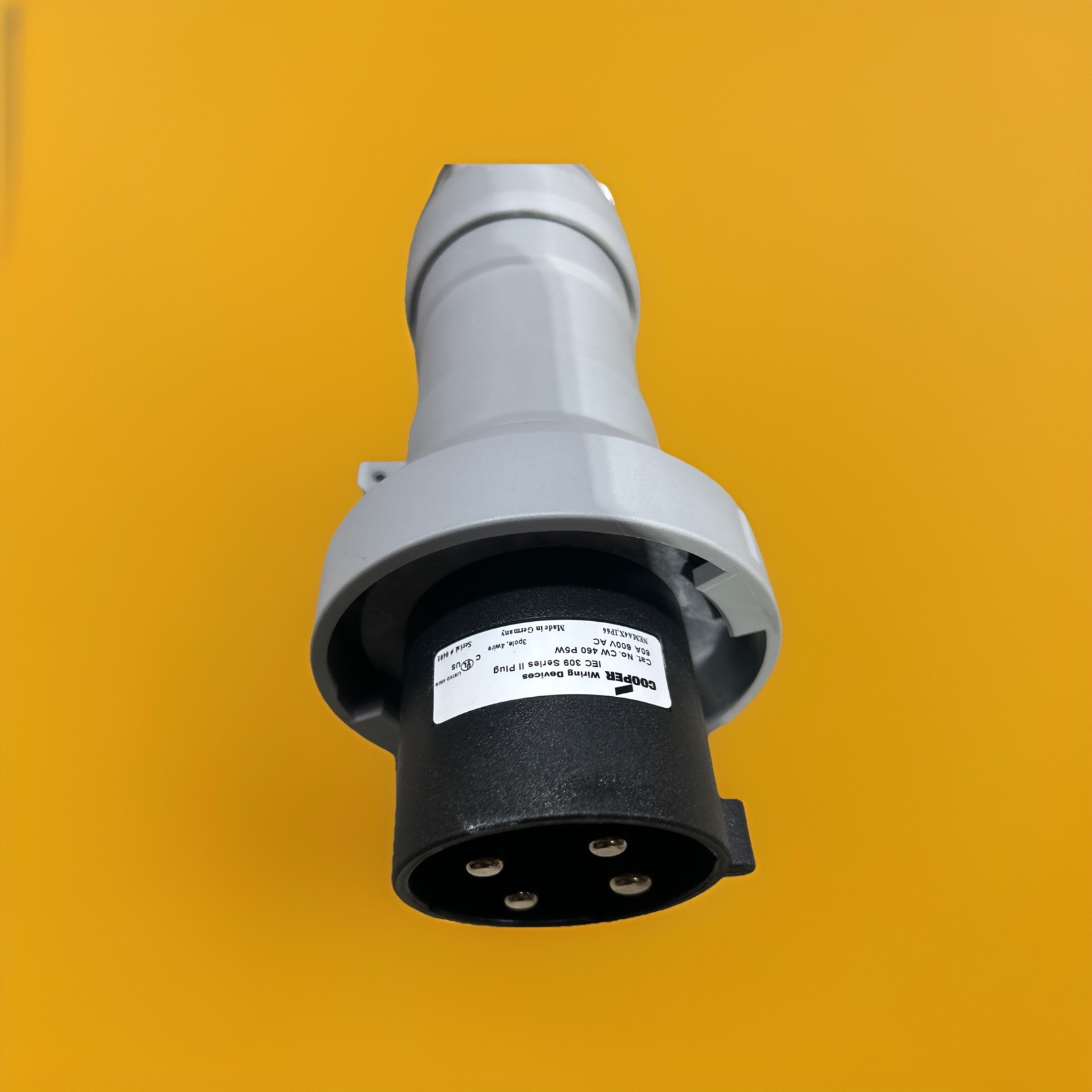 🔥Cooper CW460P5W Watertight Pin & Sleeve Plug 60A 600V 3-Pole ~ 1 Unit