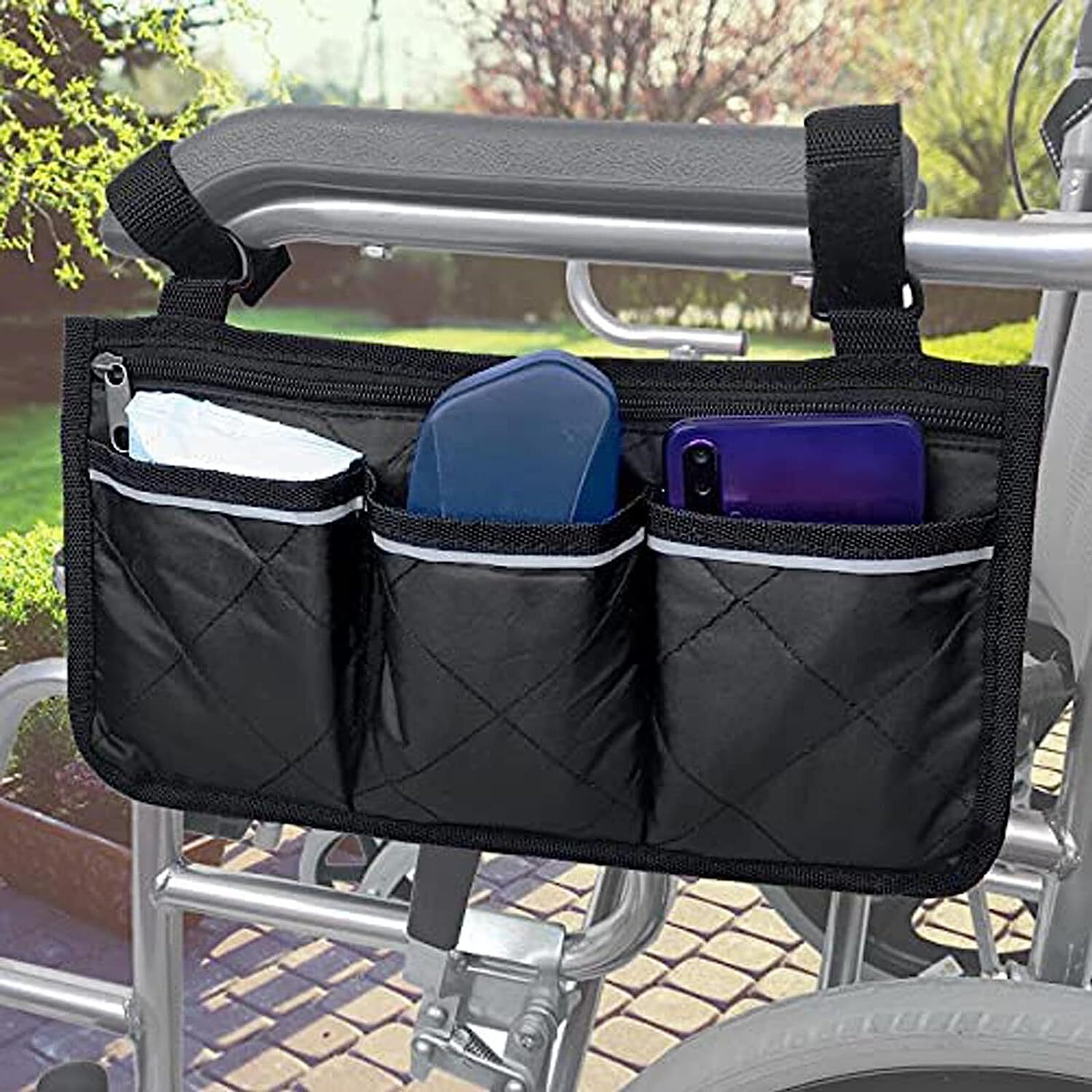 3X Wheelchair Side Pouch Storage Bag Armrest Pocket Organizer Holder Pocket US
