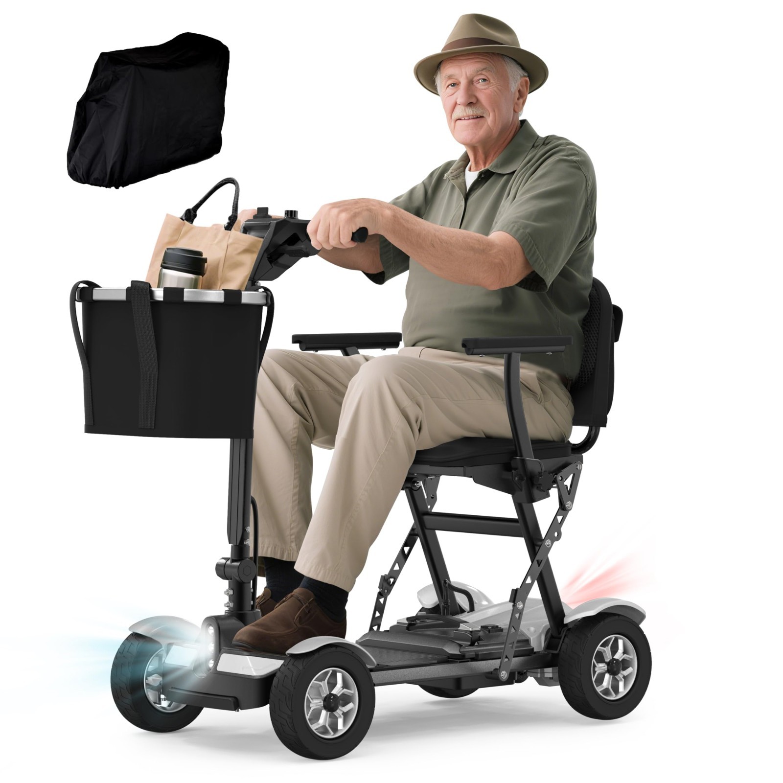 Foldable 4-Wheel All-Terrain Electric Mobility Scooter for Adult,Airline Approve