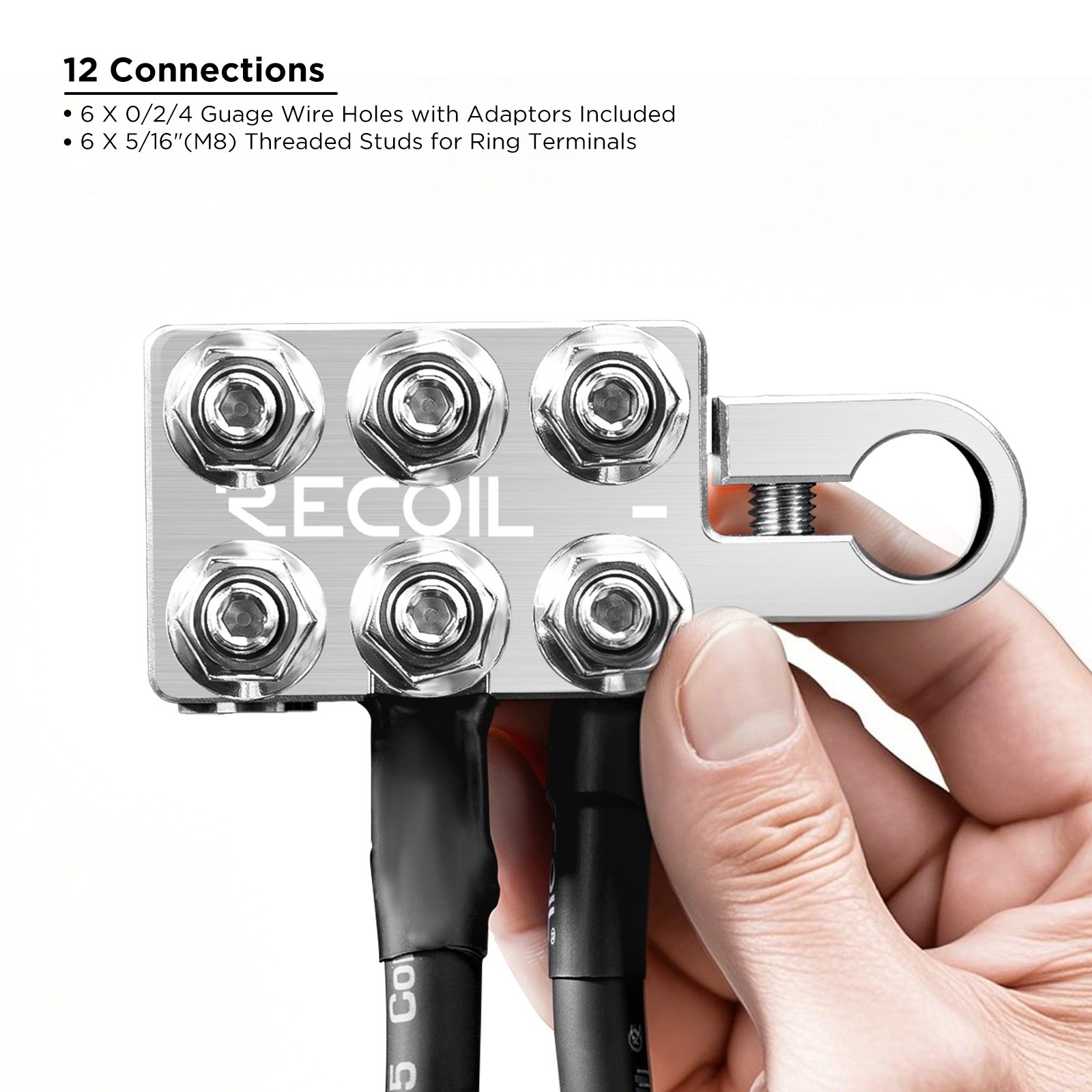 ABT12 12-Way Positive Negative Battery Terminals for SAE/DIN/EN Top Posts, Pair