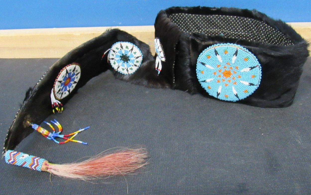 VINTAGE Native American otter fur turban