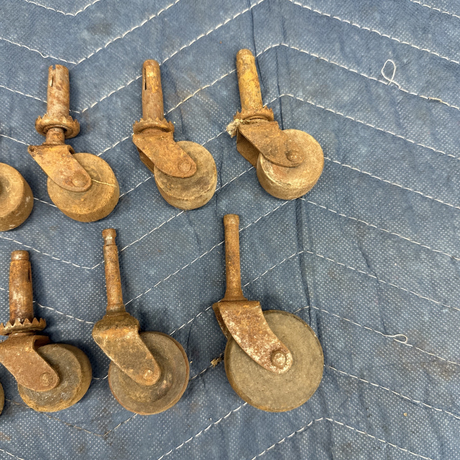 18 Pc Lot Vintage Wooden Caster Wheels - Antique Furniture Hardware