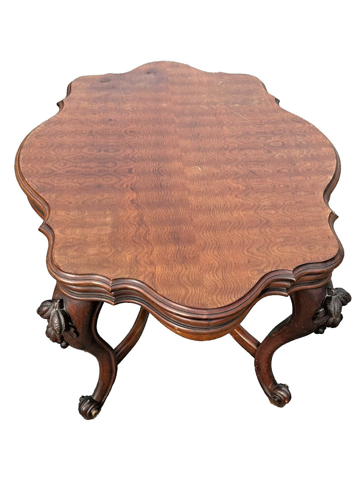 antique carved victorian parlor table center stand 1870 clean turtle top