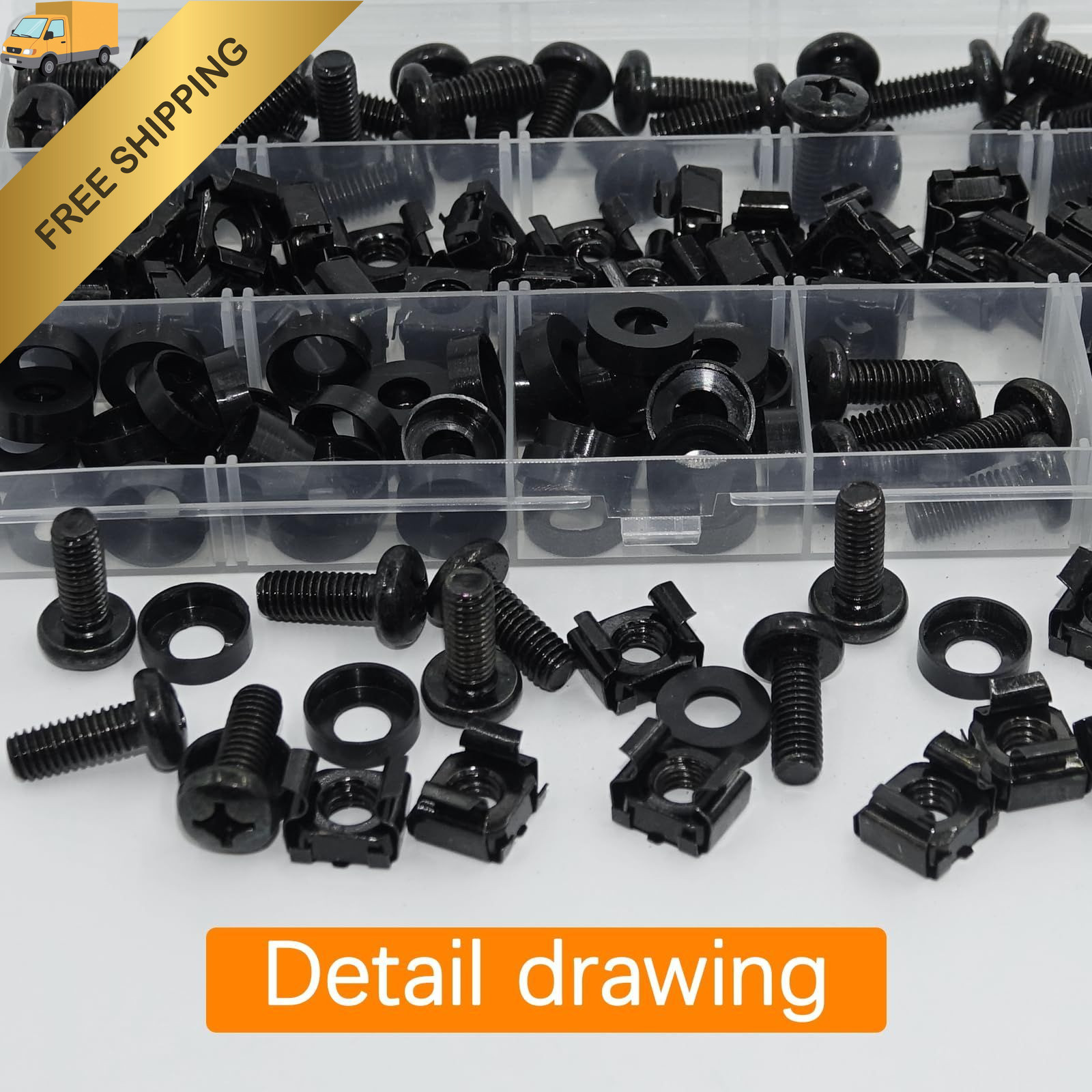 46 Sets M6 x 16mm Rack Mount Cage Nuts and Screws with Washers for Server Rack
