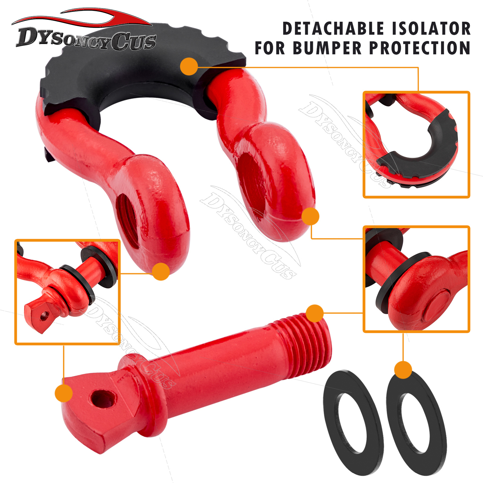 For 2005-2011 Jeep Grand Cherokee Front Tow Hook Shackle Mount+ 3/4'' D Ring Kit