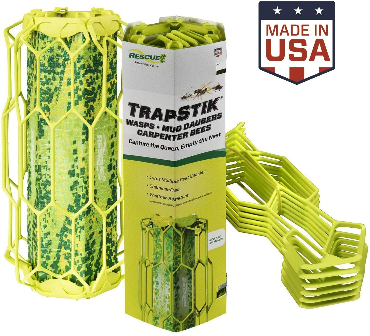 6 PACK !  RESCUE! TrapStik for Wasps, Mud Daubers, Carpenter Bees - USA Made!