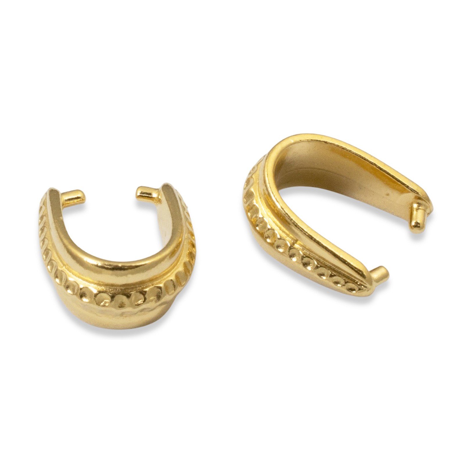 2-Pack Gold Large Hammered Pinch Bail, TierraCast Pewter Pendant Holder