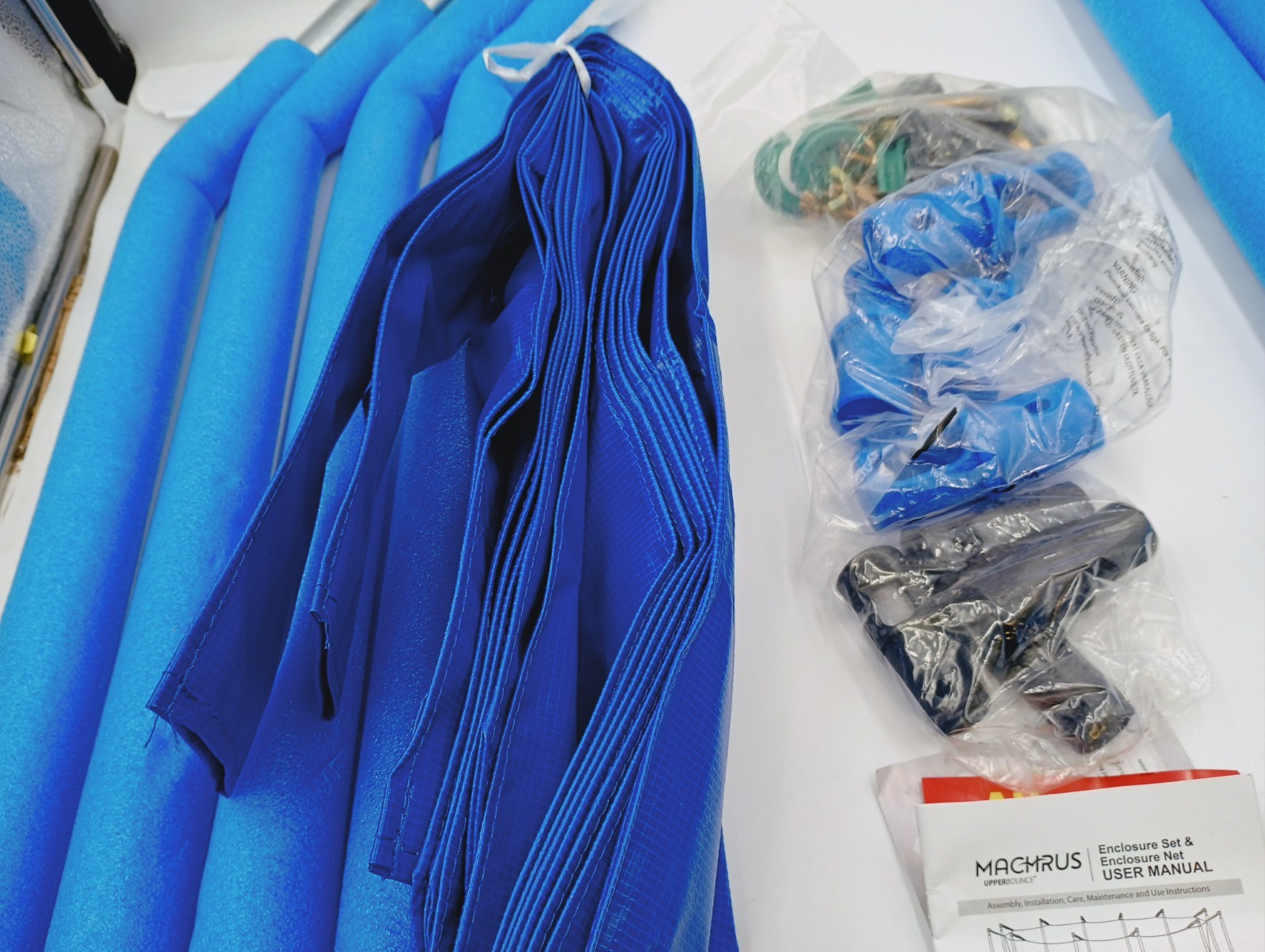 UPPER BOUNCE TRAMPOLINE SAFETY ENCLOSURE CURVED 4 POLES & HARDWARE SET (NO NET)