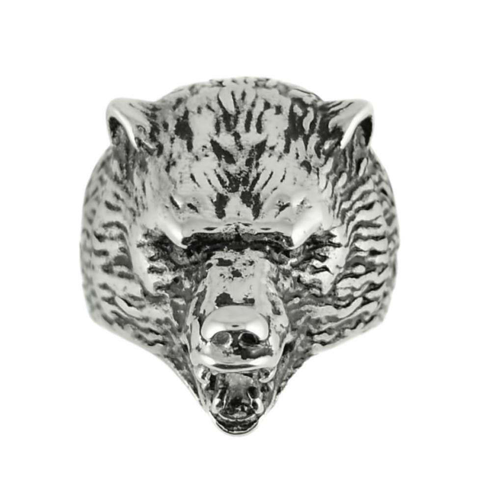 Men's Stainless Steel Grizzly Bear Ring 133