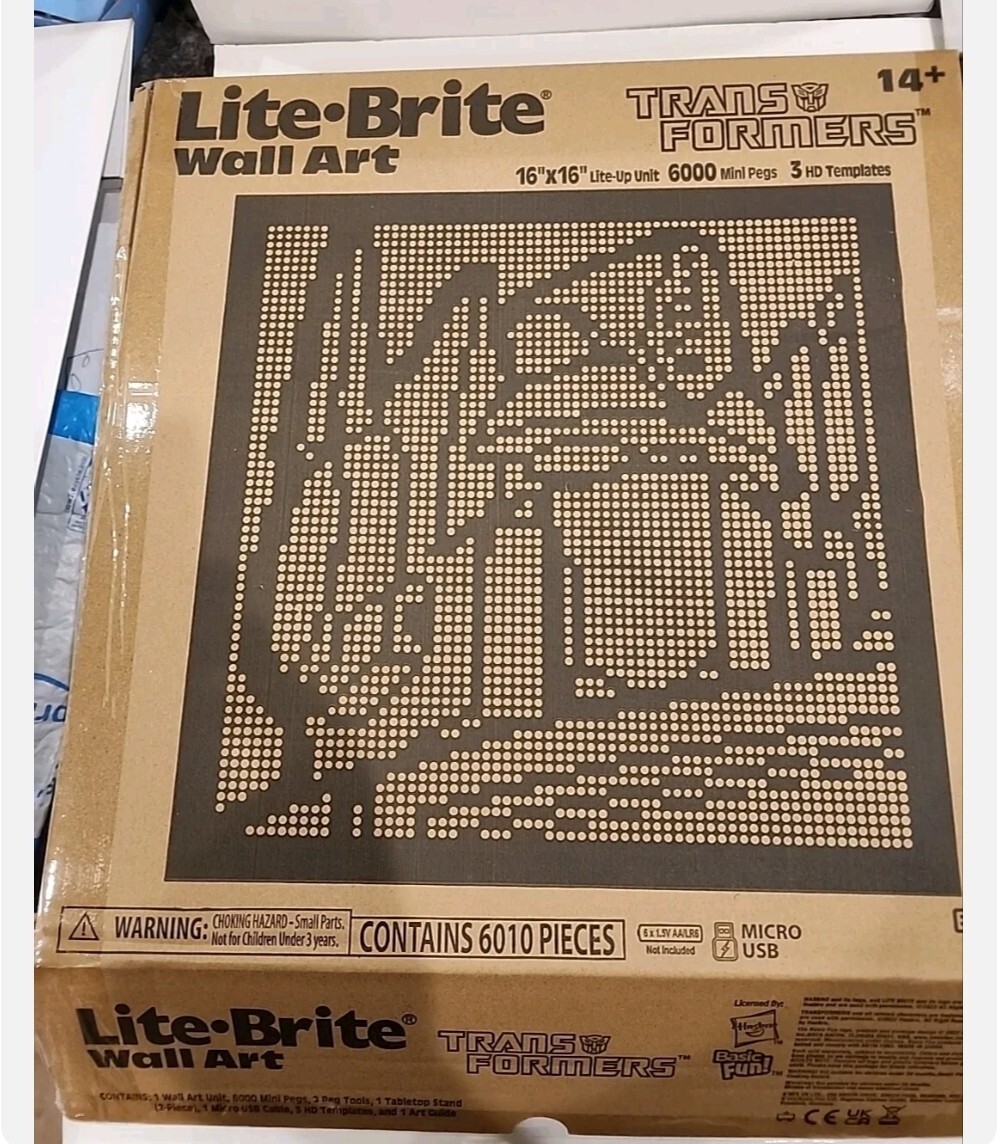 HASBRO 2022 TRANSFORMERS LITE BRITE WALL ART SEALED ORIGINAL SHIPPING BOX