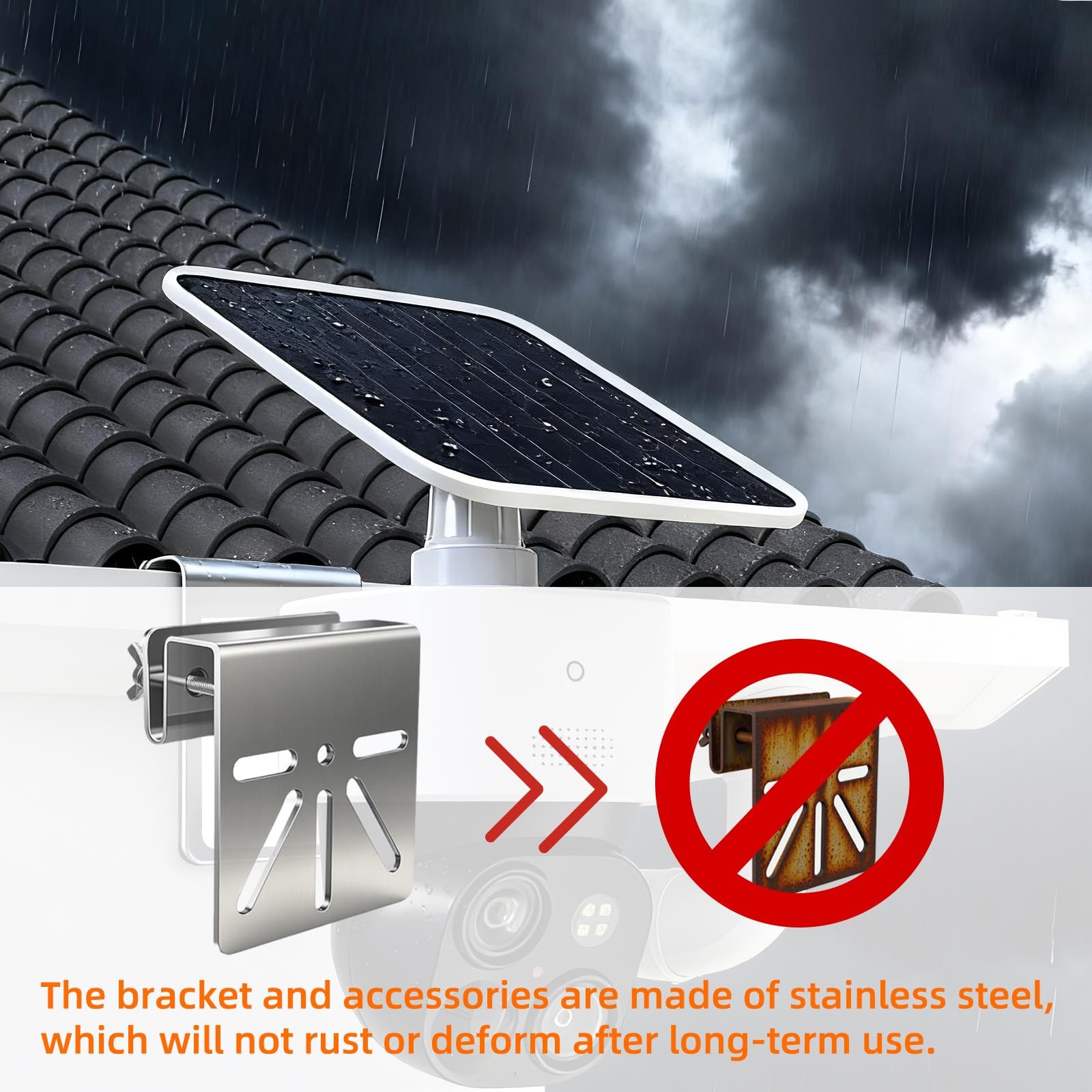 Gutter Mount for Eufy Solocam S340/E30, Stainless Steel Security Silvery2